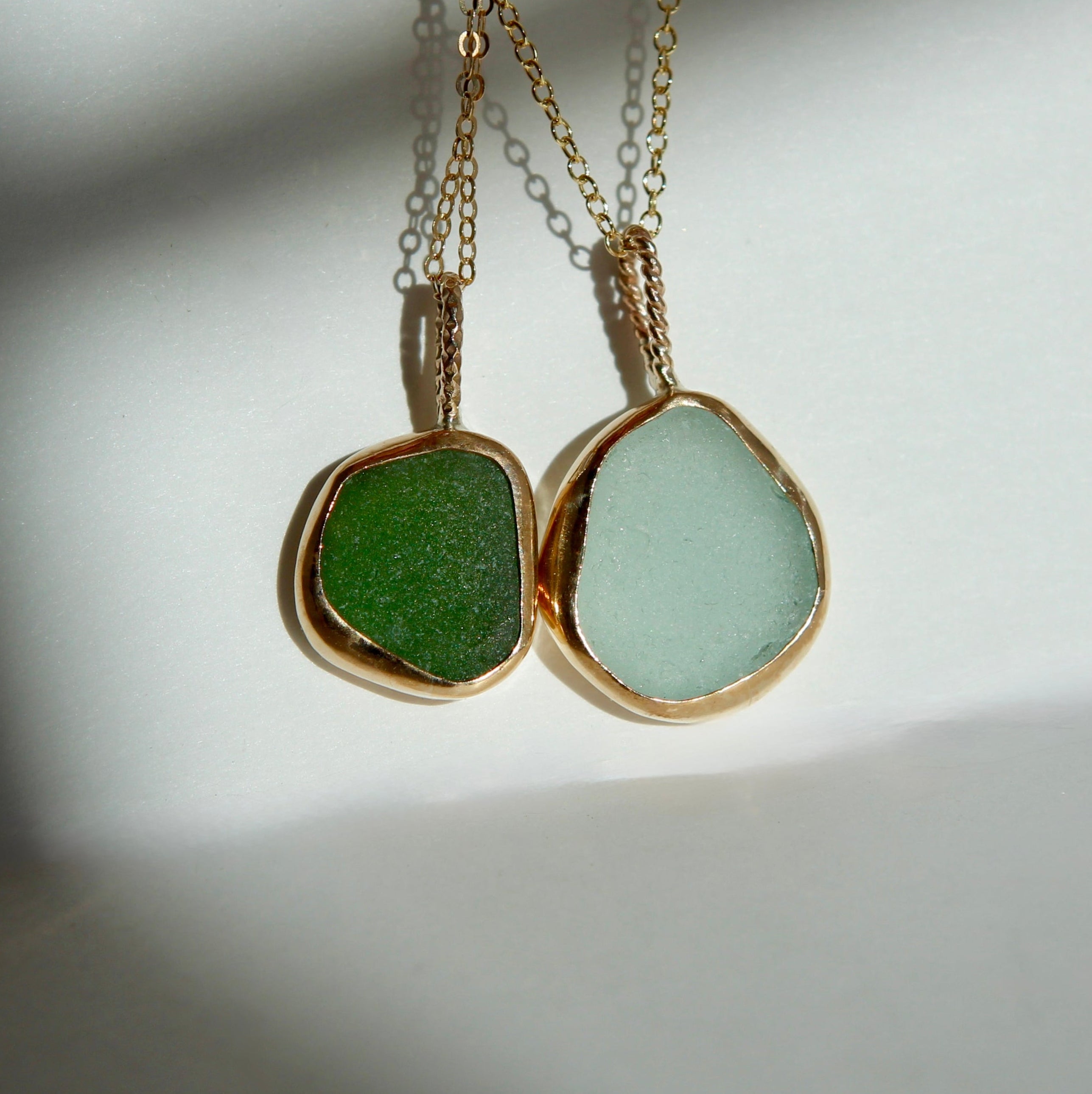 Golden Drift Sea Glass Necklaces