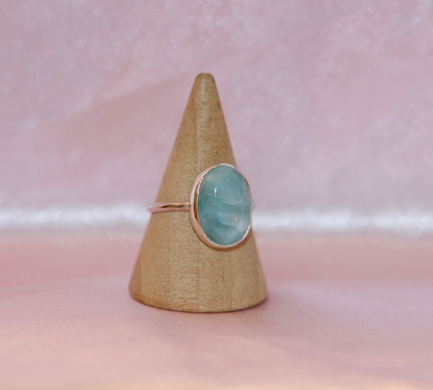 Larimar Ring in Sterling Silver - Size 7.5 US
