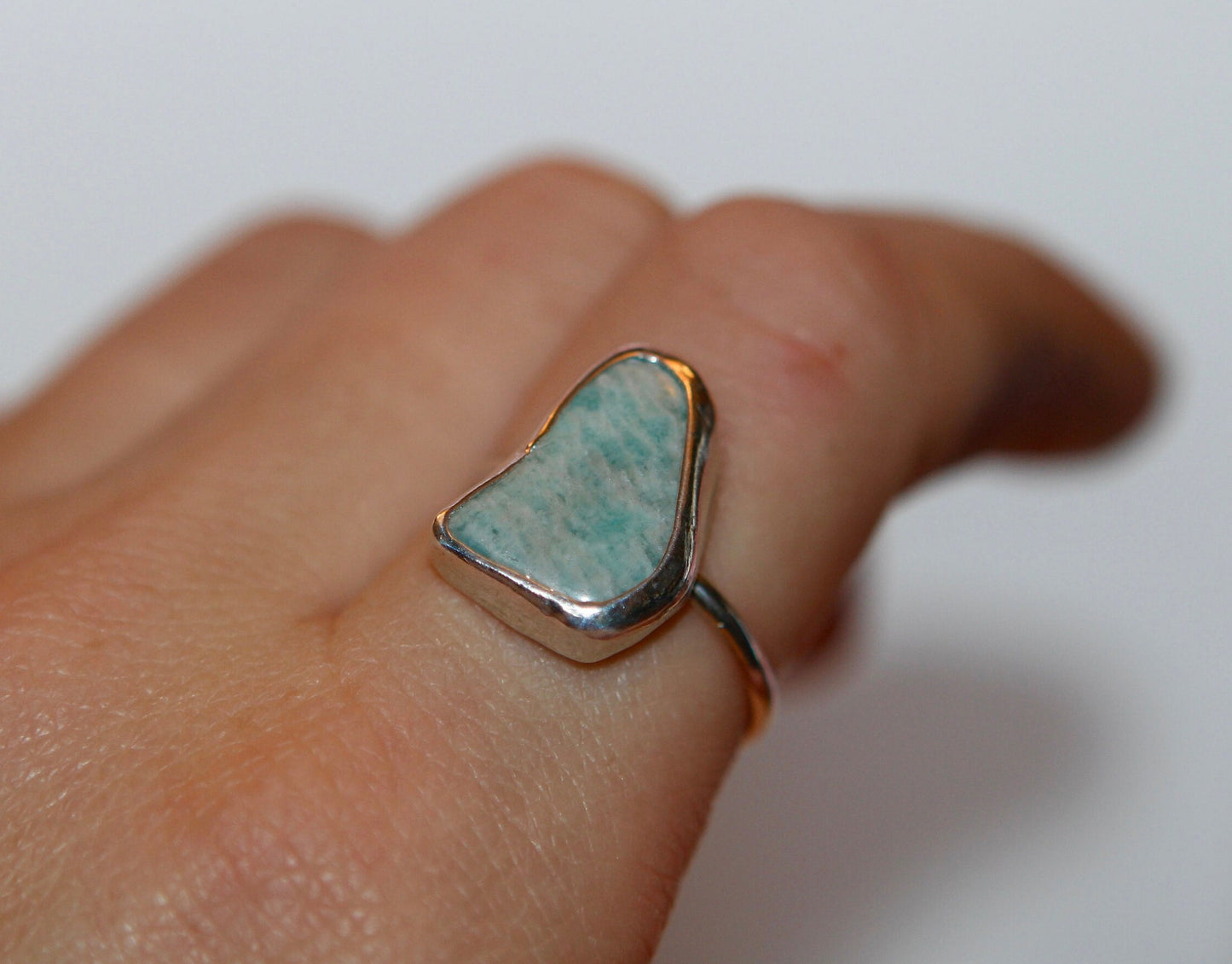 Amazonite Ring in Sterling Silver - US Size 7.75