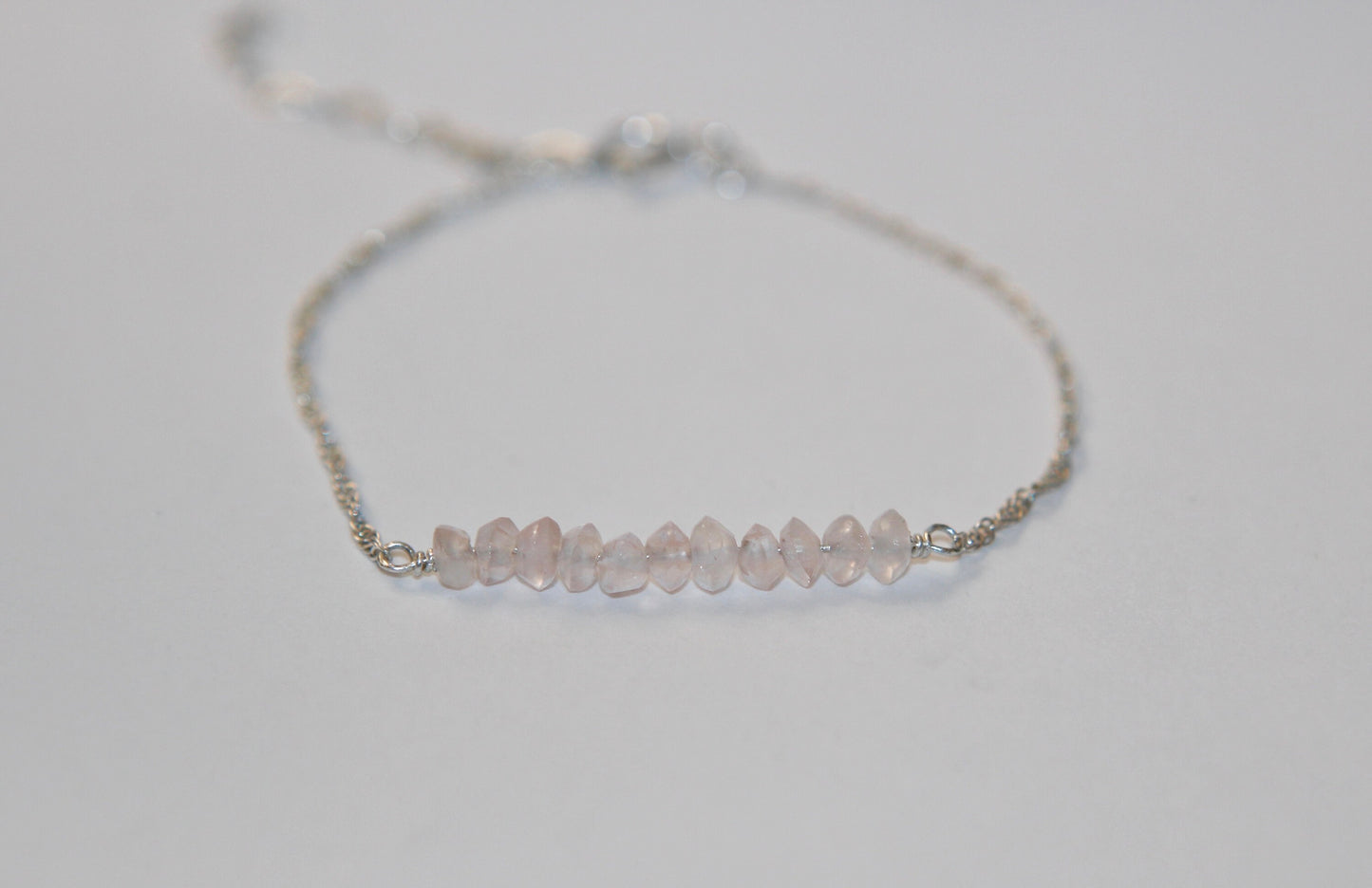 Rose Quartz Bracelet and Necklace available in Sterling Silver and 14k Gold Fill