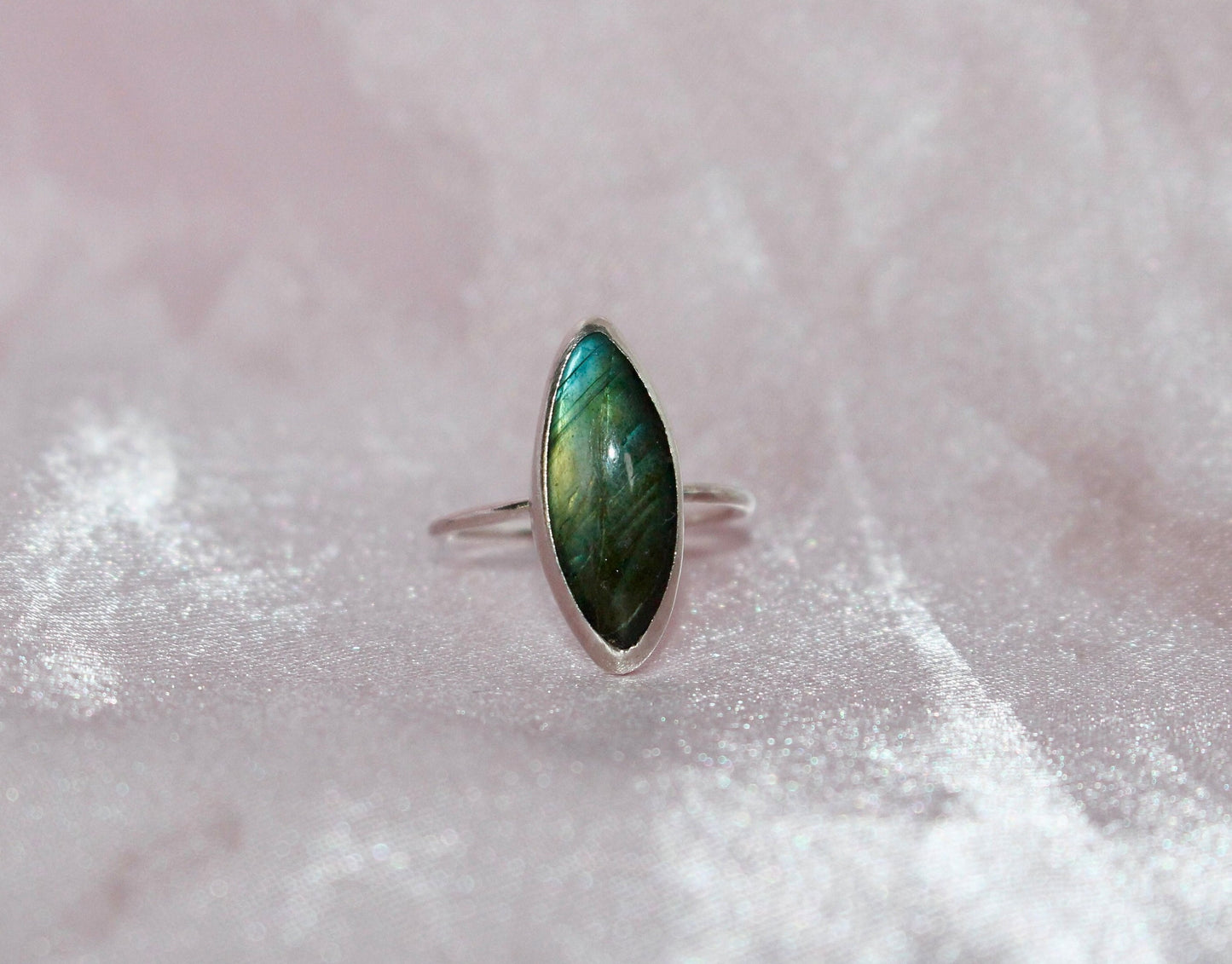 Labradorite Statement Ring - Sterling Silver Size 6.25 US
