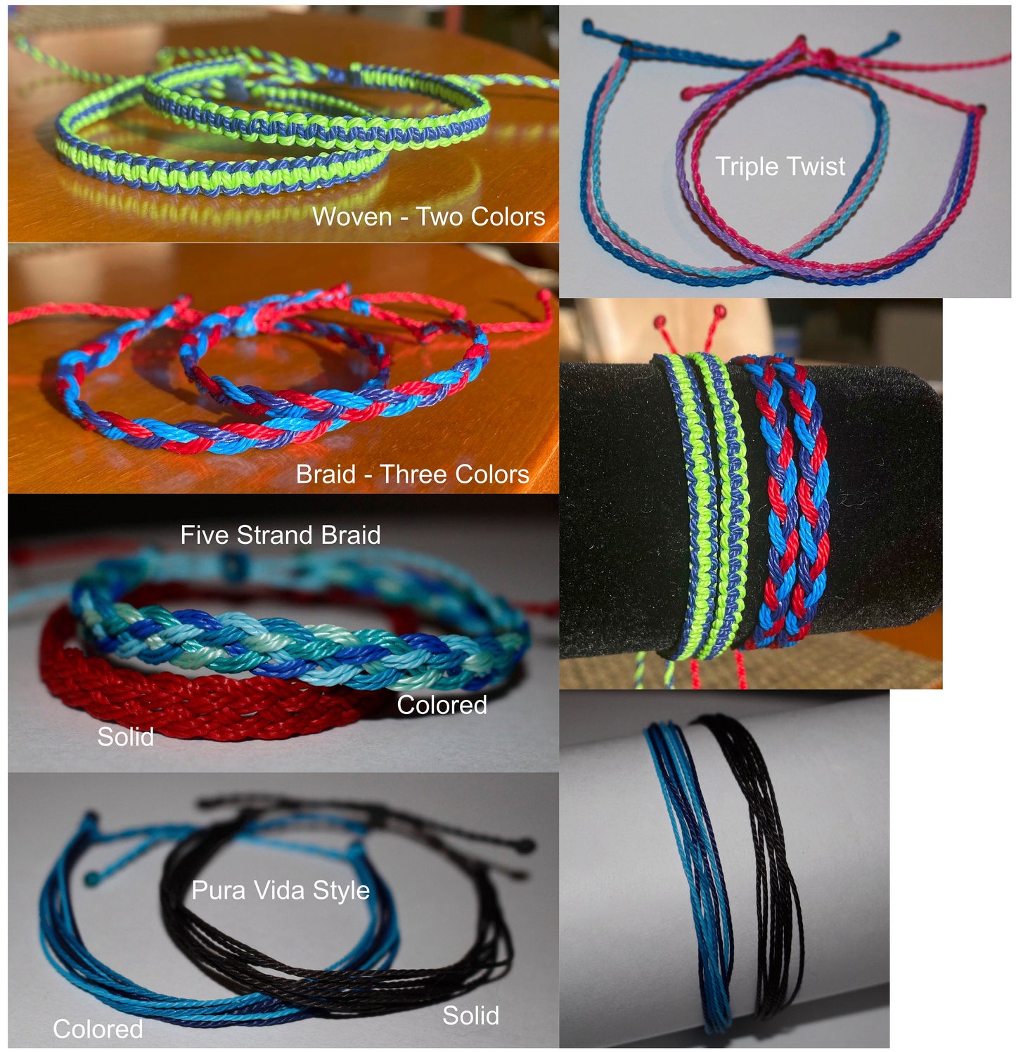 Waterproof Waxed Surf Bracelet, Available in Six Styles and 35 Colors, Friendship Bracelets, fits all sizes, Unisex, Adjustable, custom