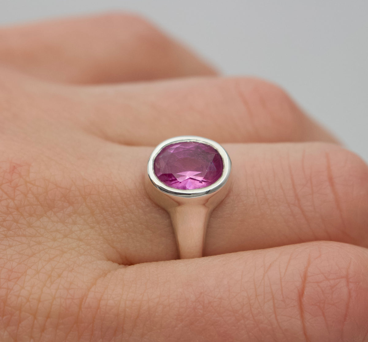 Pink Sapphire Bezel Ring