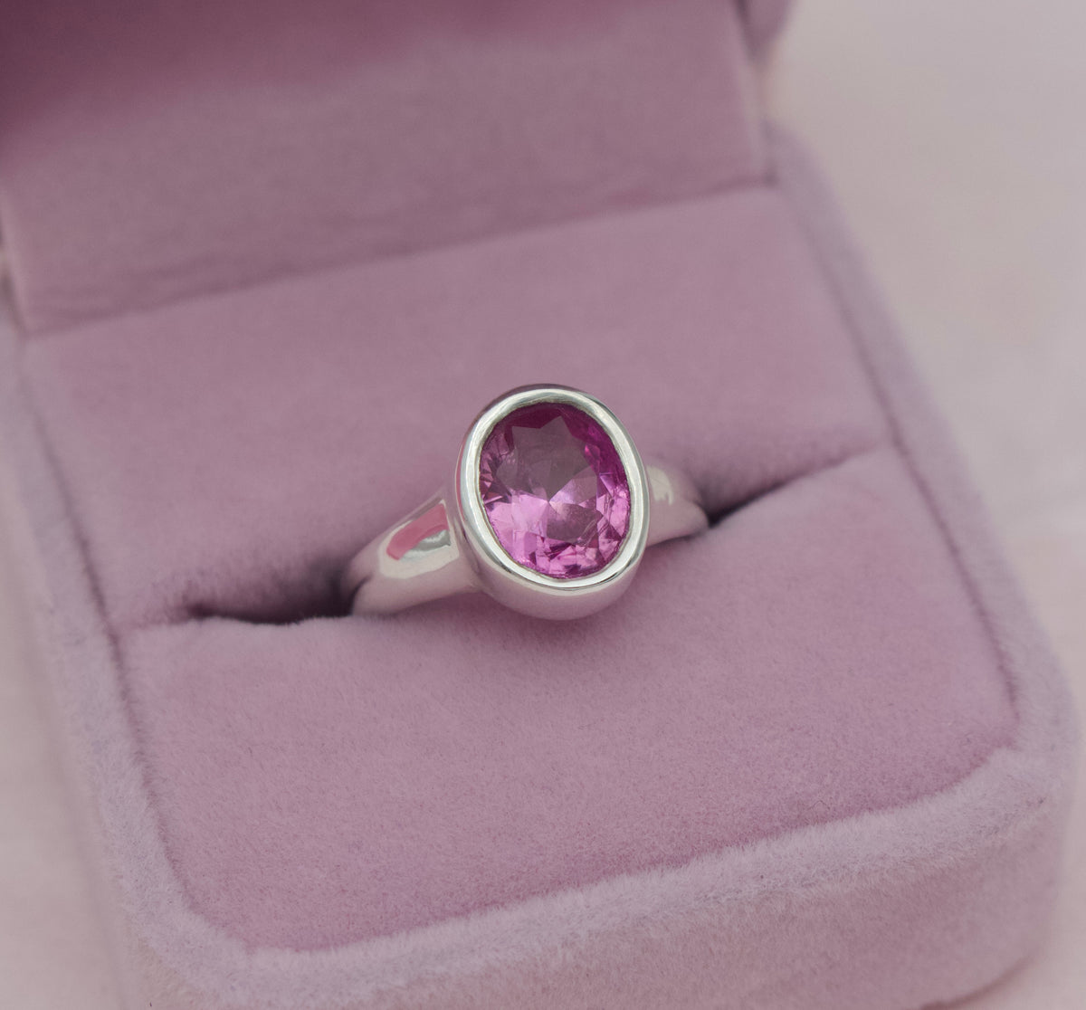 Pink Sapphire Bezel Ring