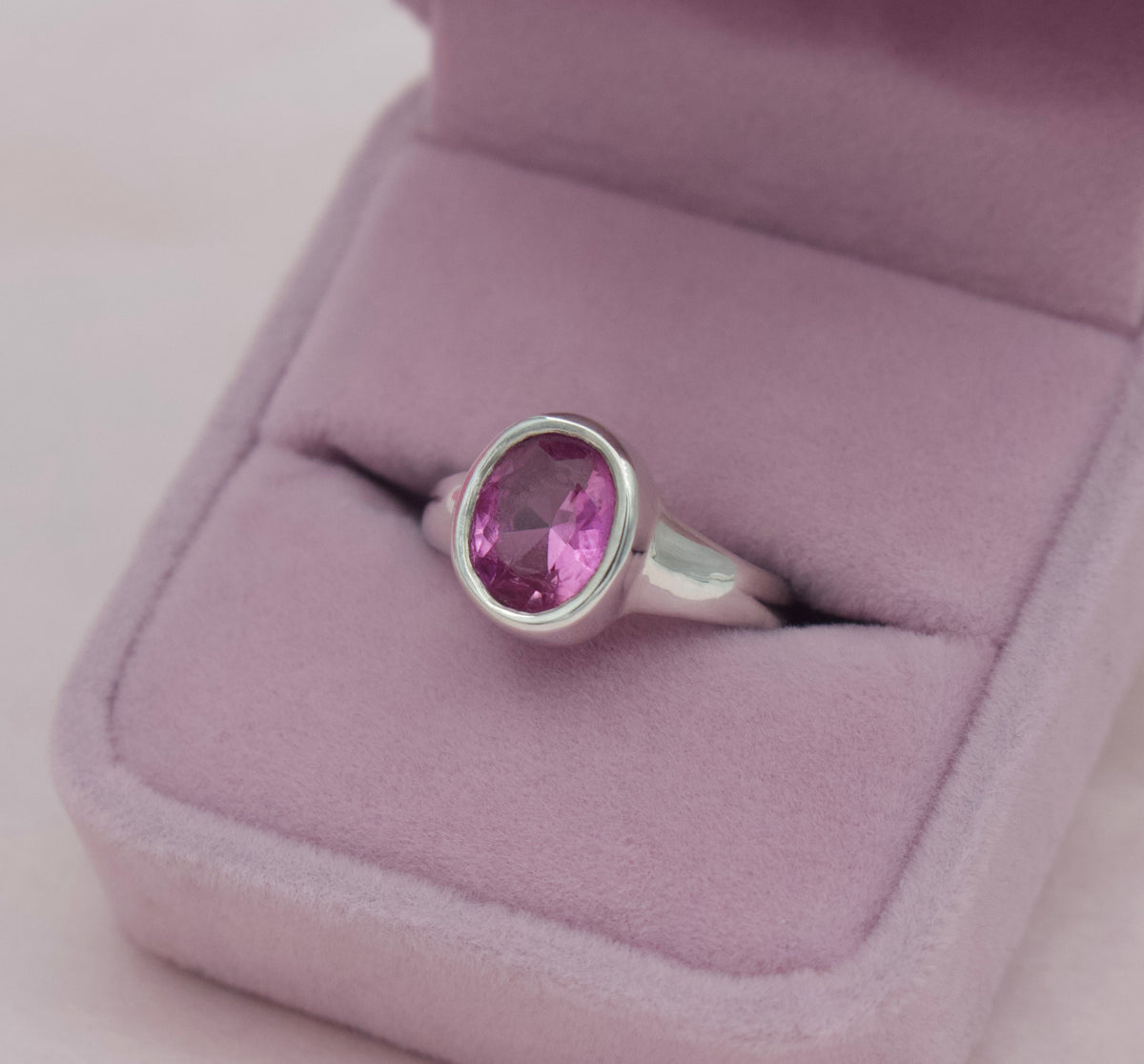 Pink Sapphire Bezel Ring