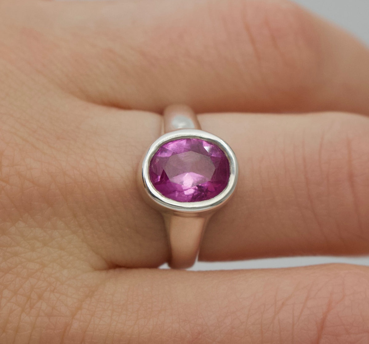 Pink Sapphire Bezel Ring