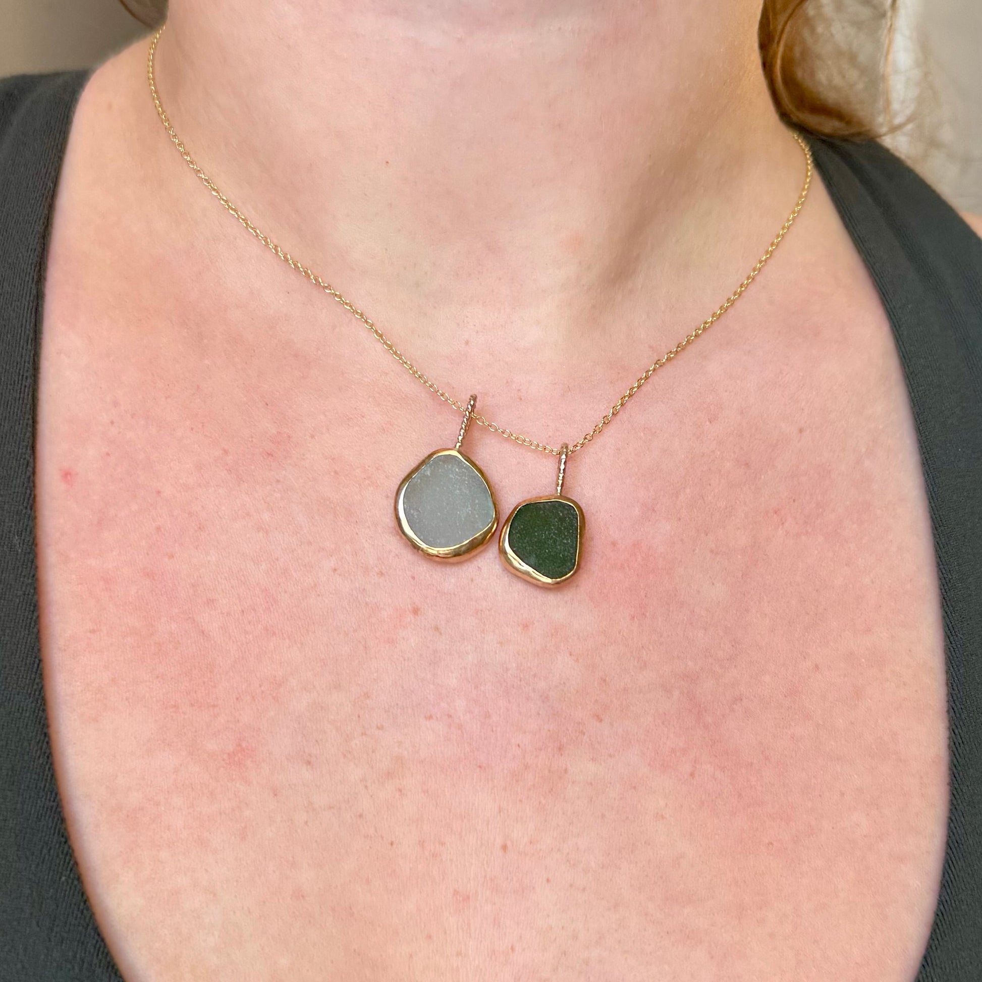 Golden Drift Sea Glass Necklaces