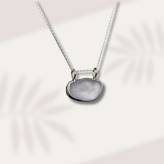 Fine and Sterling Silver Purple Sea Glass Necklace