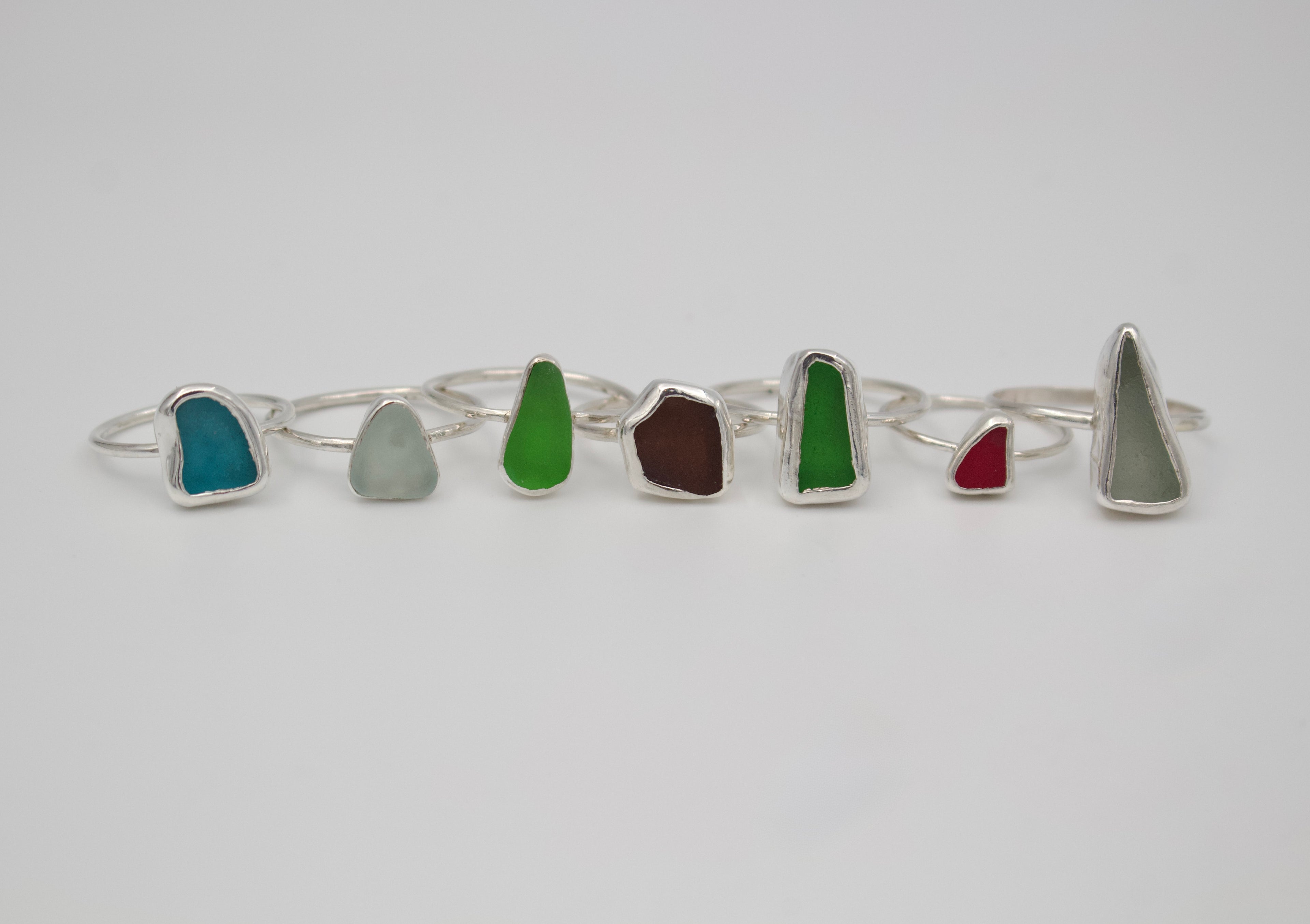Silver Drift Ring | Sterling Silver Sea Glass Ring