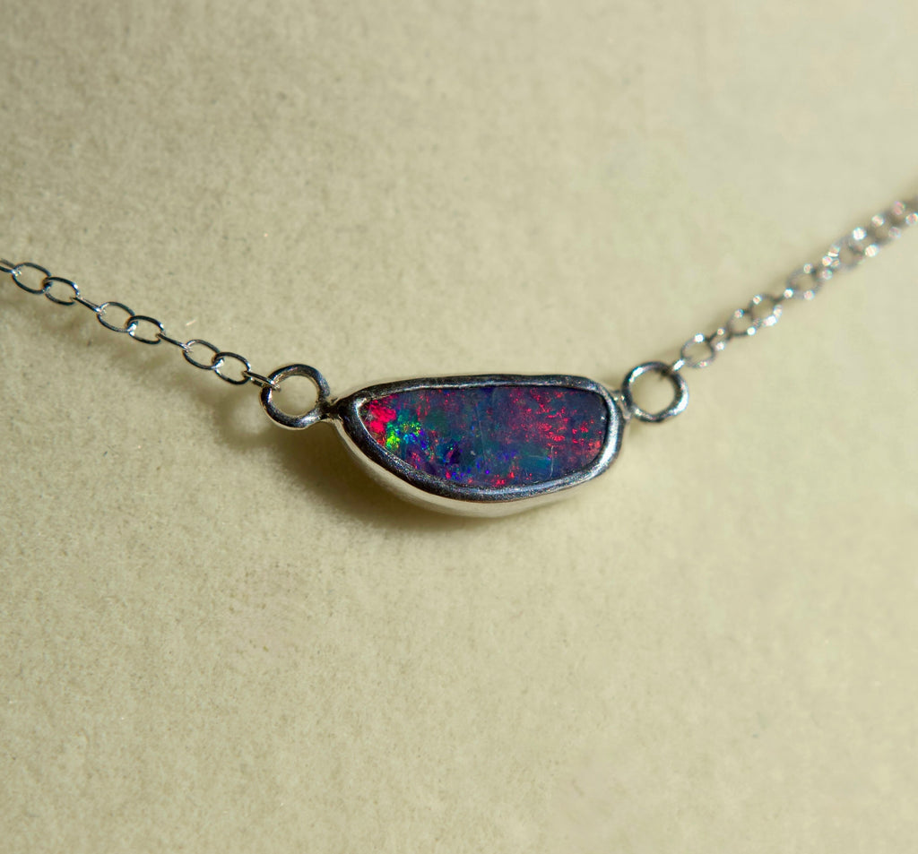 Sterling Silver Australian Opal Necklace