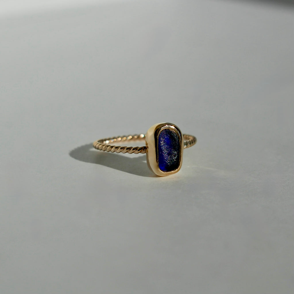 Gilded Drift Ring  | Gold Fill Sea Glass Ring