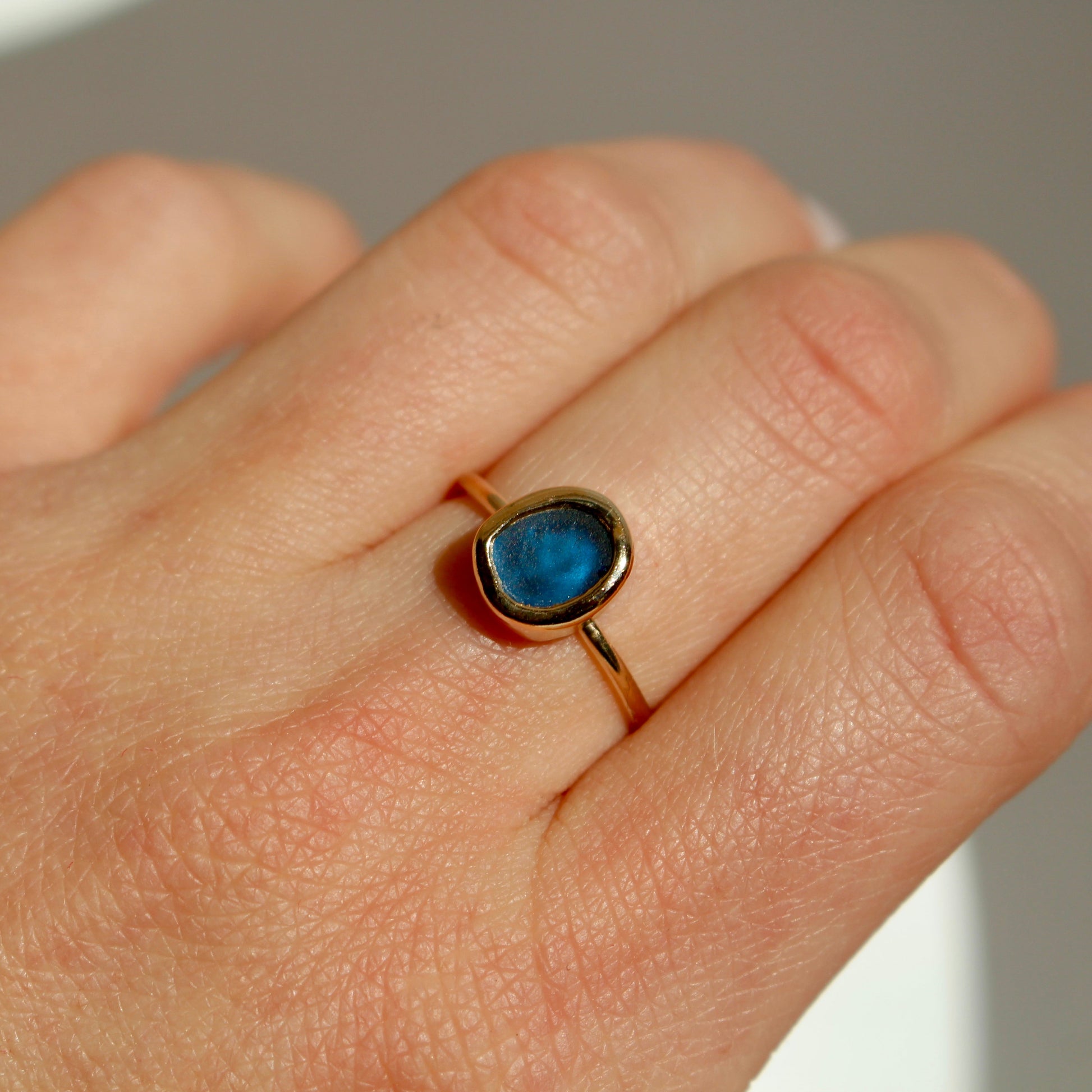 Gilded Drift Ring  | Gold Fill Sea Glass Ring