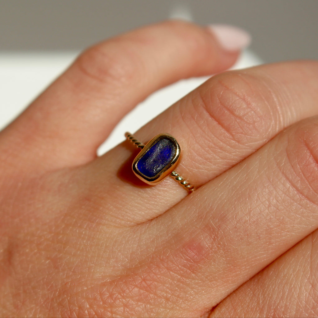 Gilded Drift Ring  | Gold Fill Sea Glass Ring