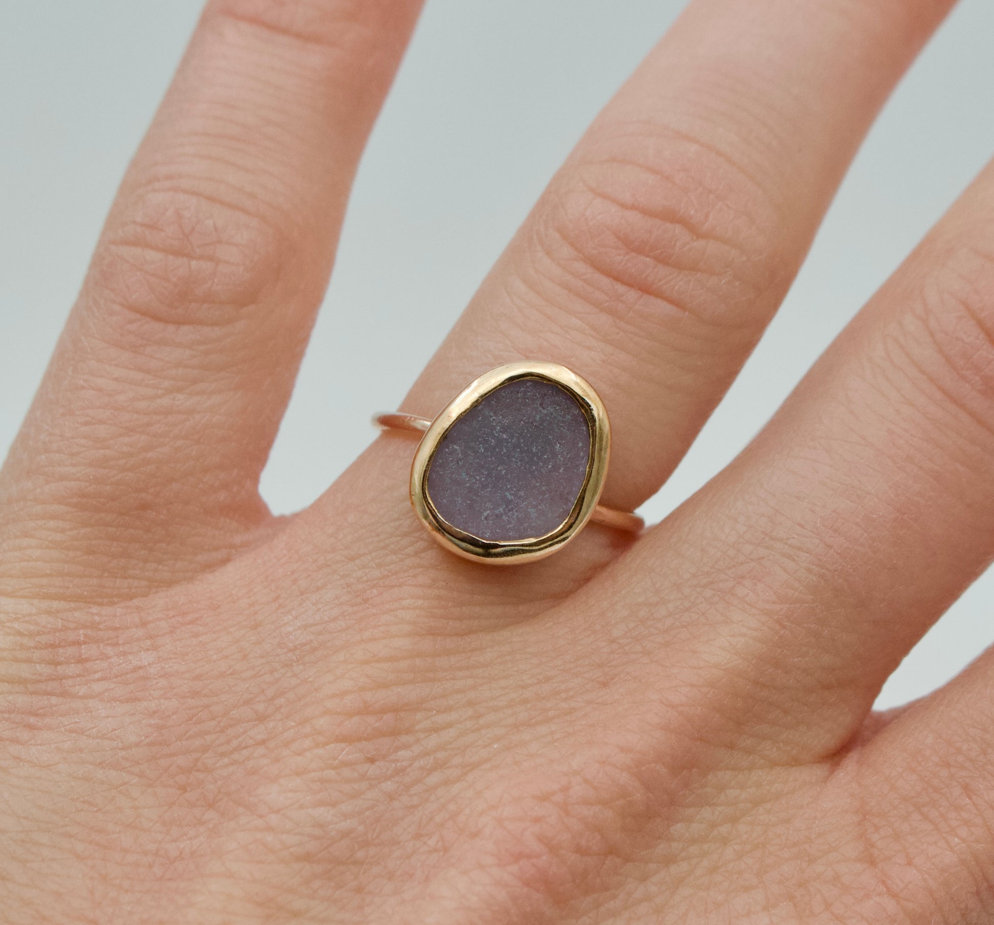 Gilded Drift Ring  | Gold Fill Sea Glass Ring