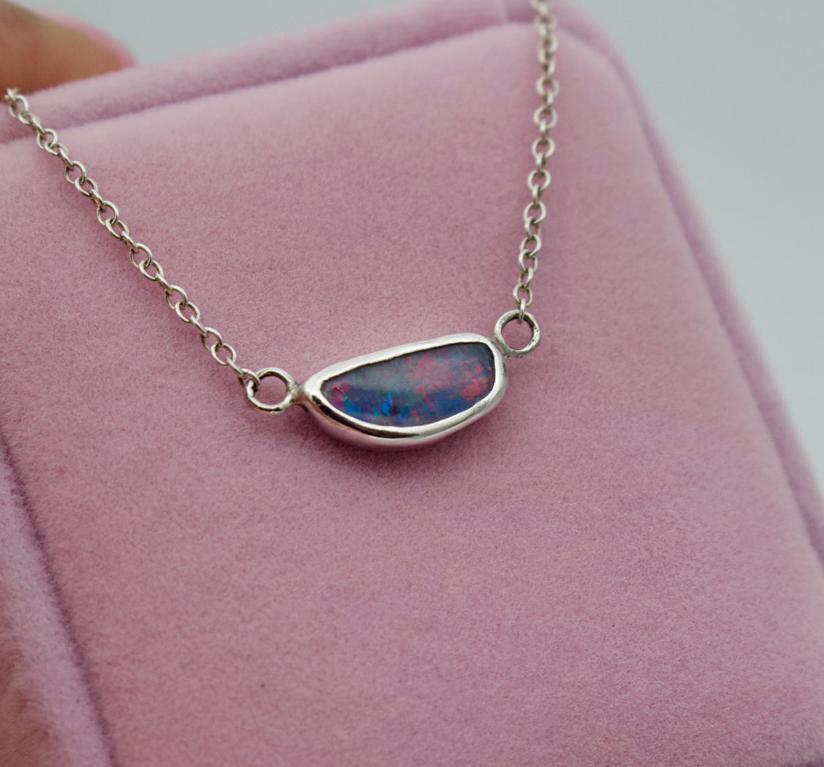 Sterling Silver Australian Opal Necklace