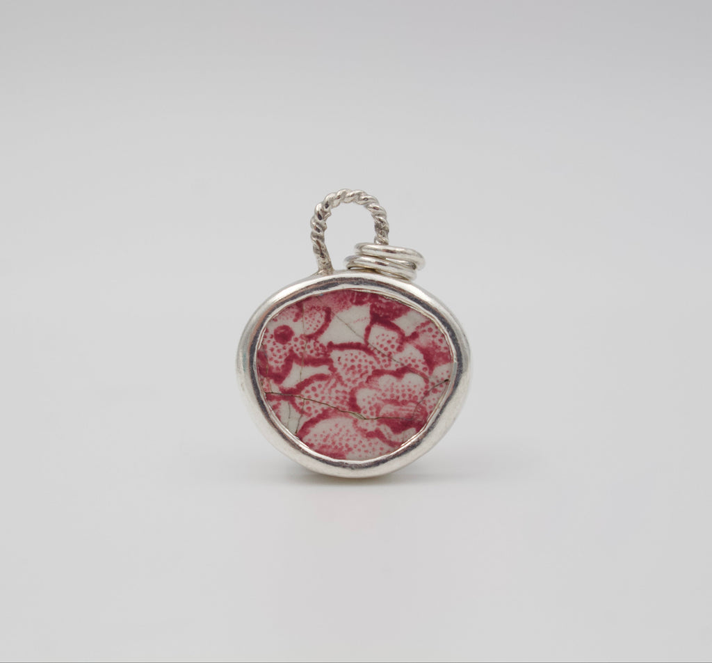 Crimson Bloom Terra Necklace | Sea Pottery Necklace