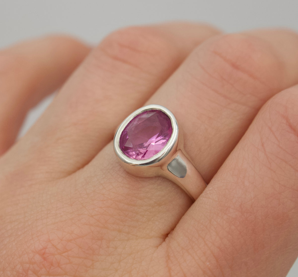 Pink Sapphire Bezel Ring