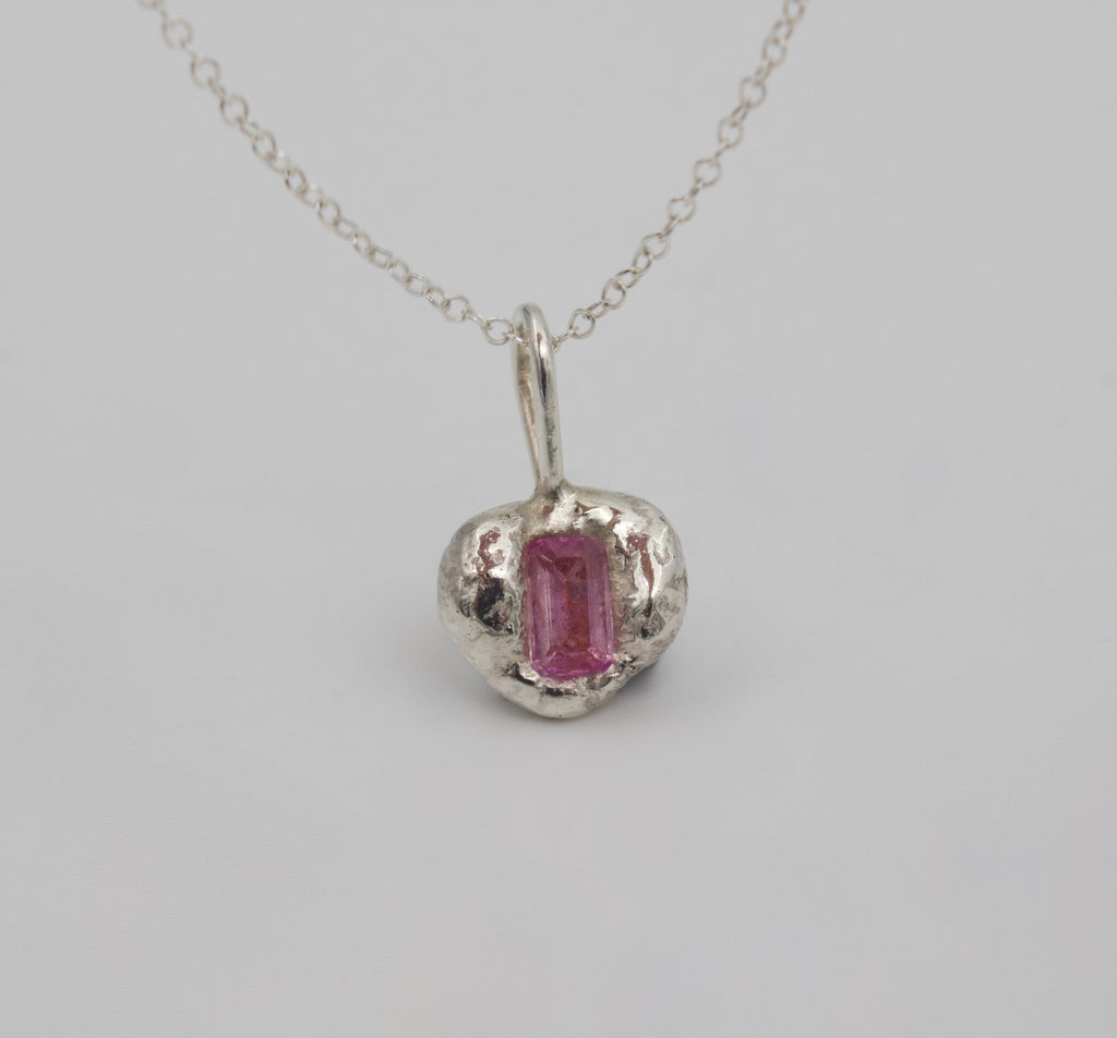 Organic Molten Pink CZ Pendant | One of a Kind