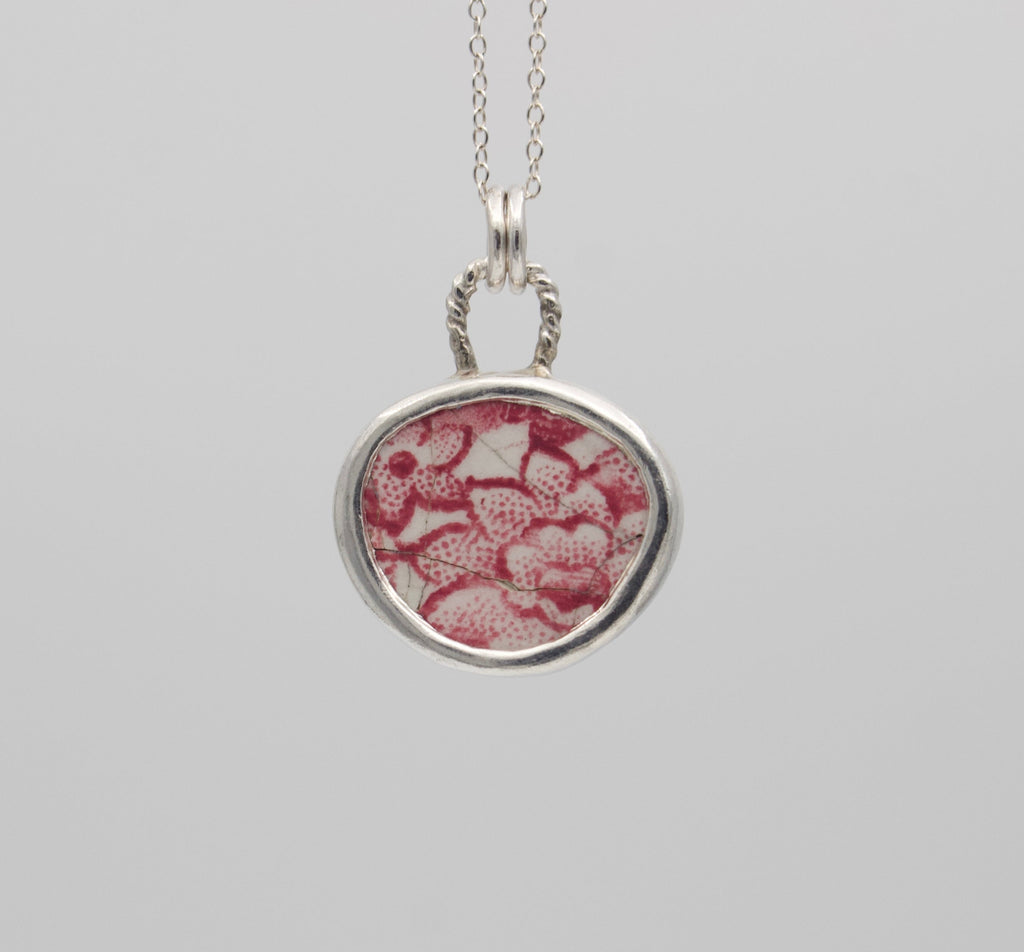 Crimson Bloom Terra Necklace | Sea Pottery Necklace
