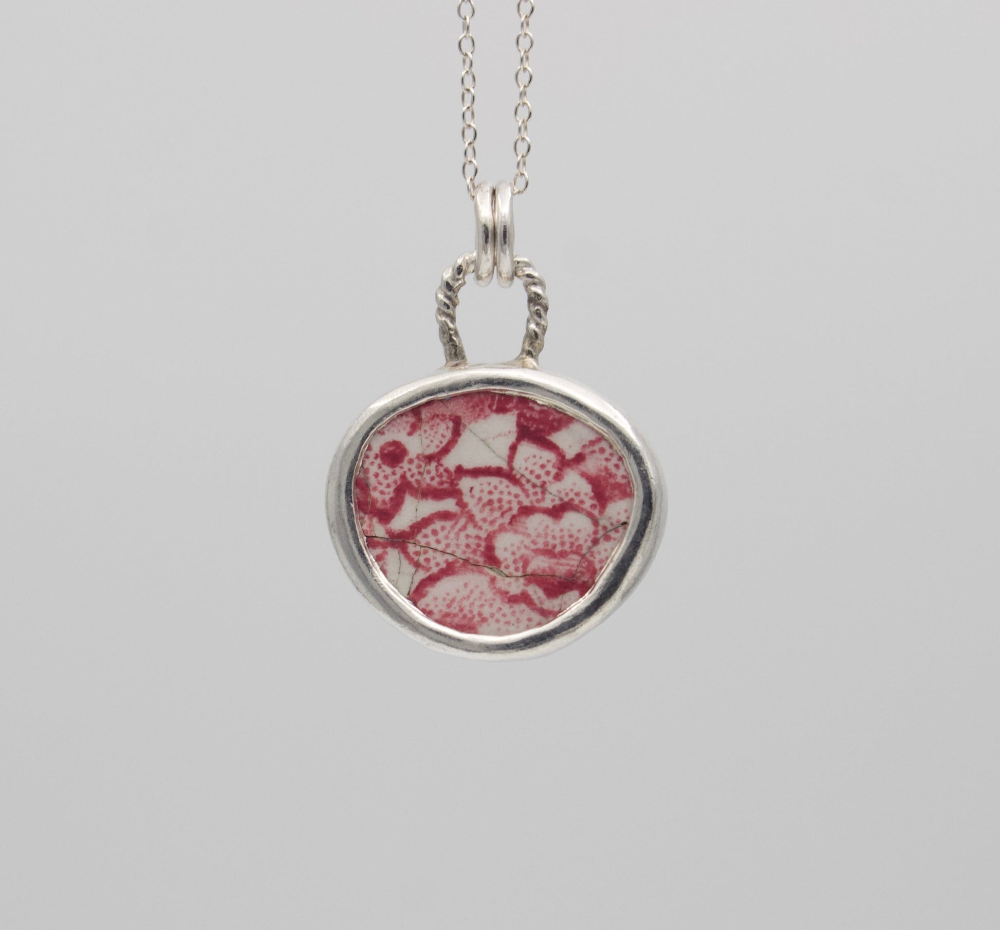 Crimson Bloom Terra Necklace | Sea Pottery Necklace