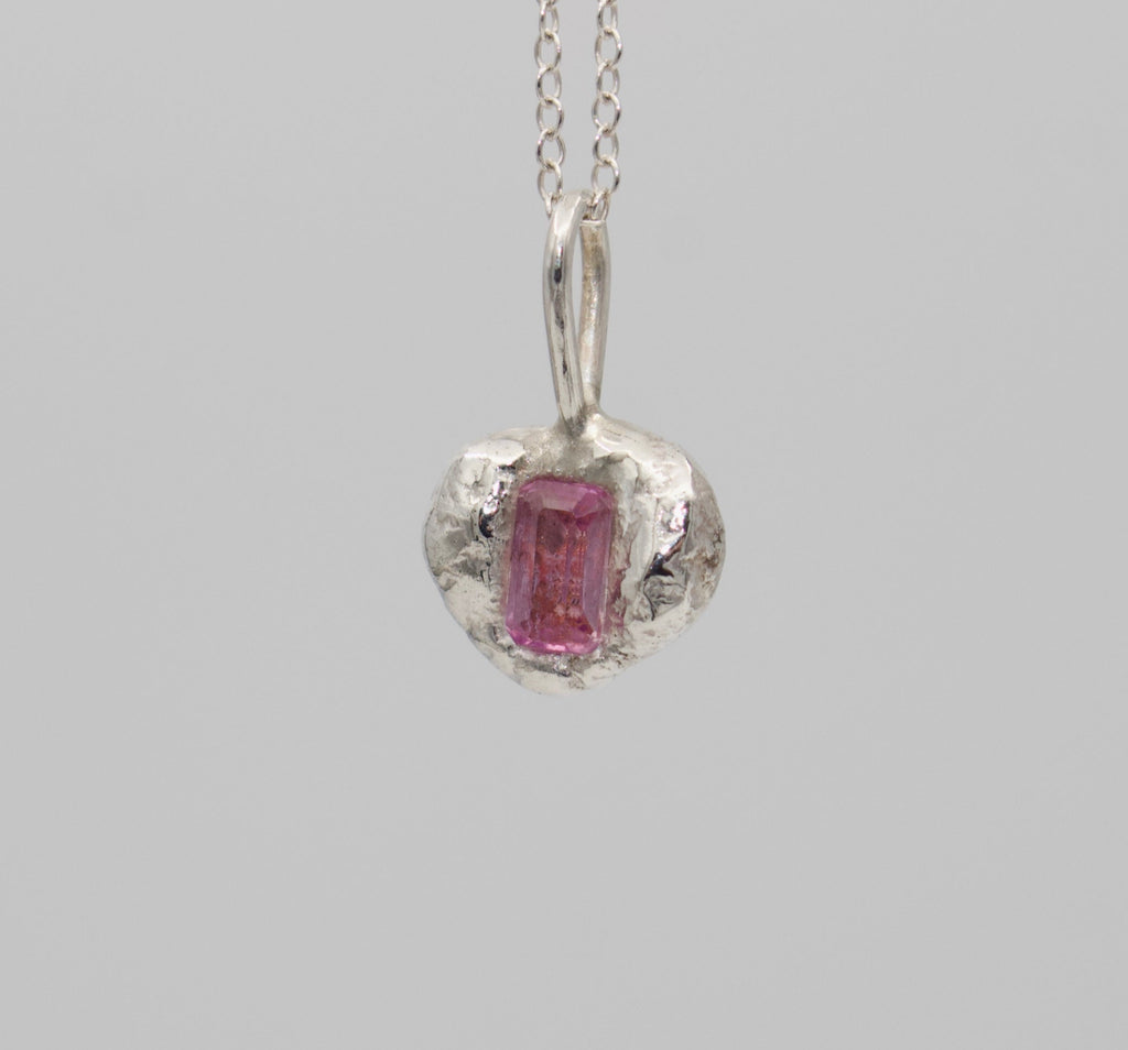 Organic Molten Pink CZ Pendant | One of a Kind