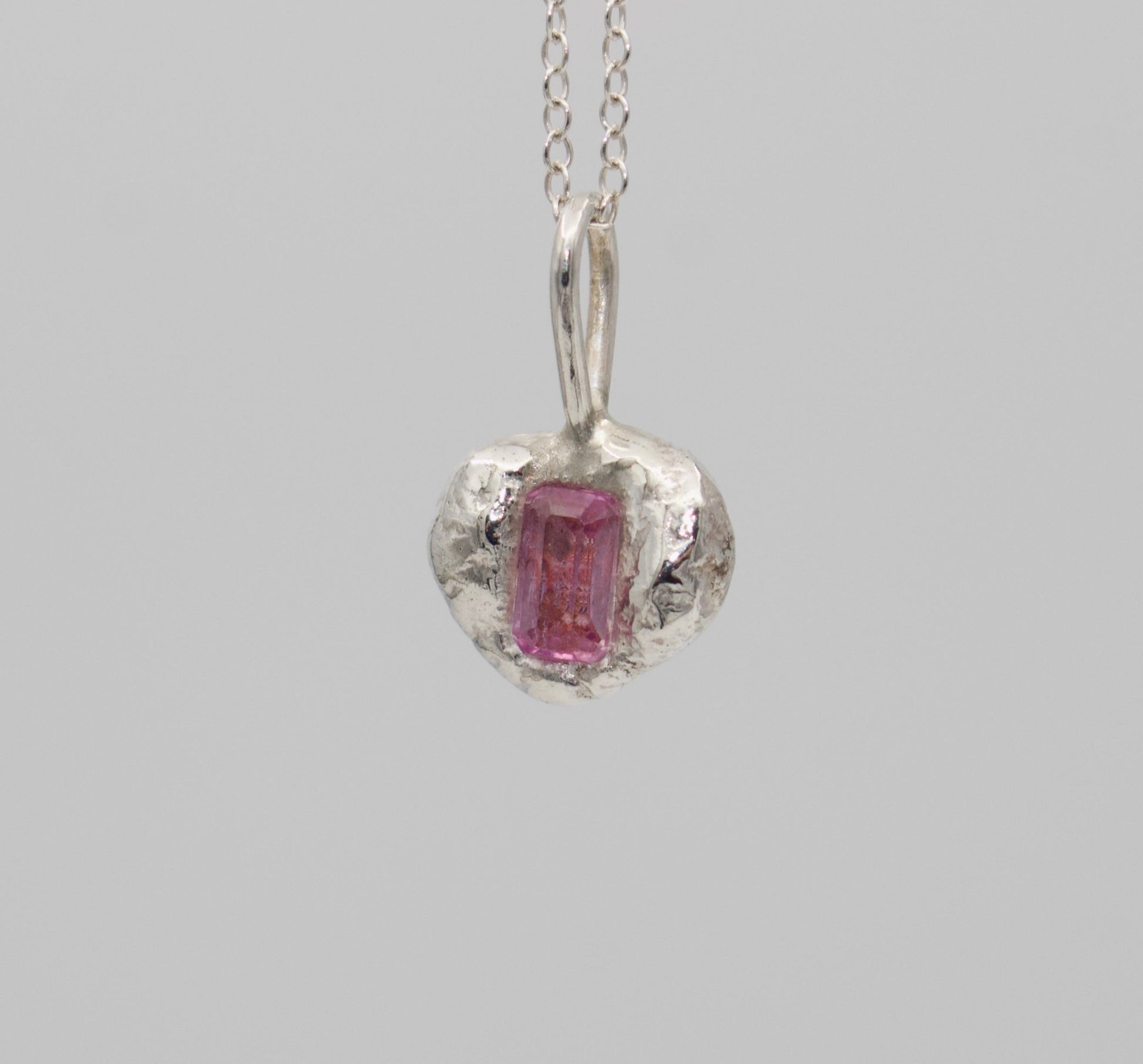 Organic Molten Pink CZ Pendant | One of a Kind