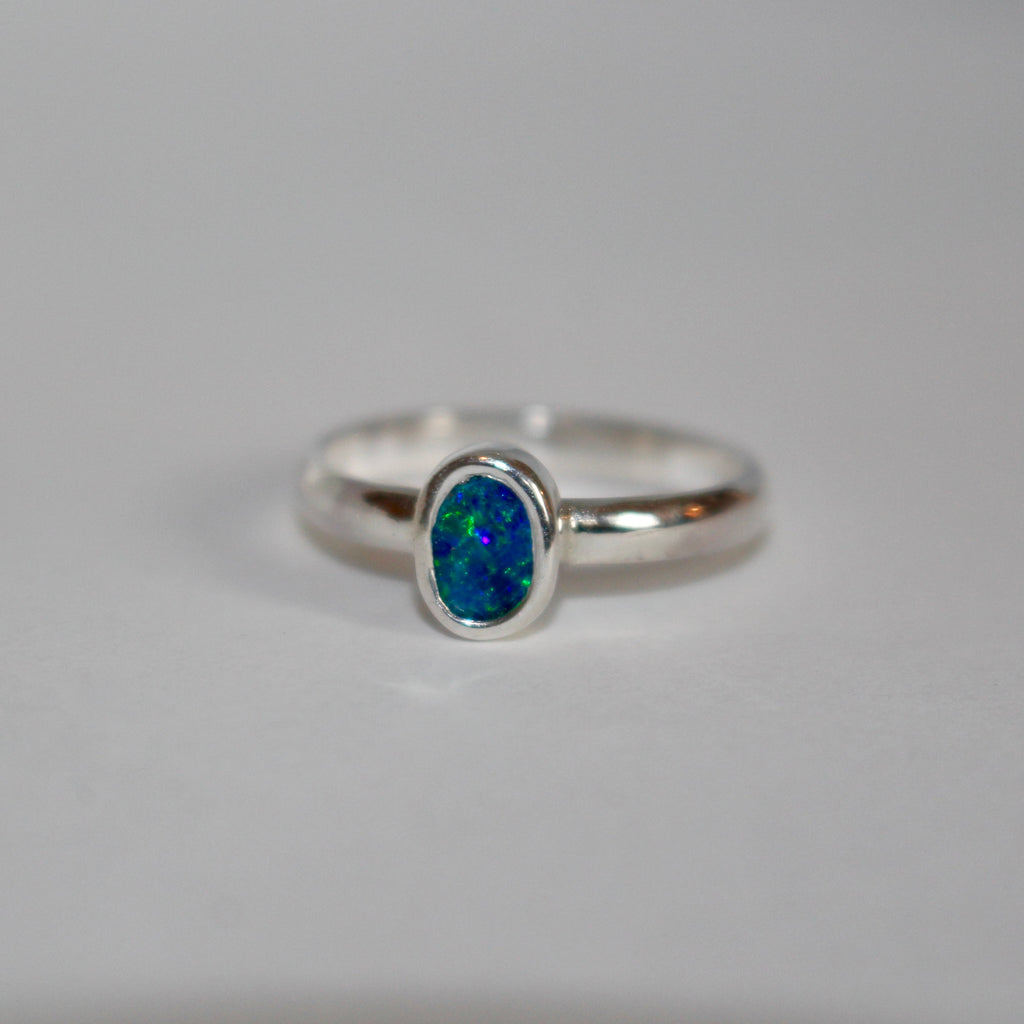 Sterling Silver Australian Opal Ring
