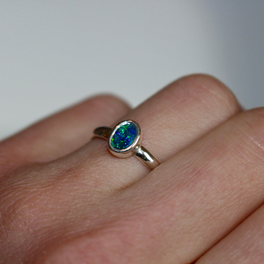 Sterling Silver Australian Opal Ring