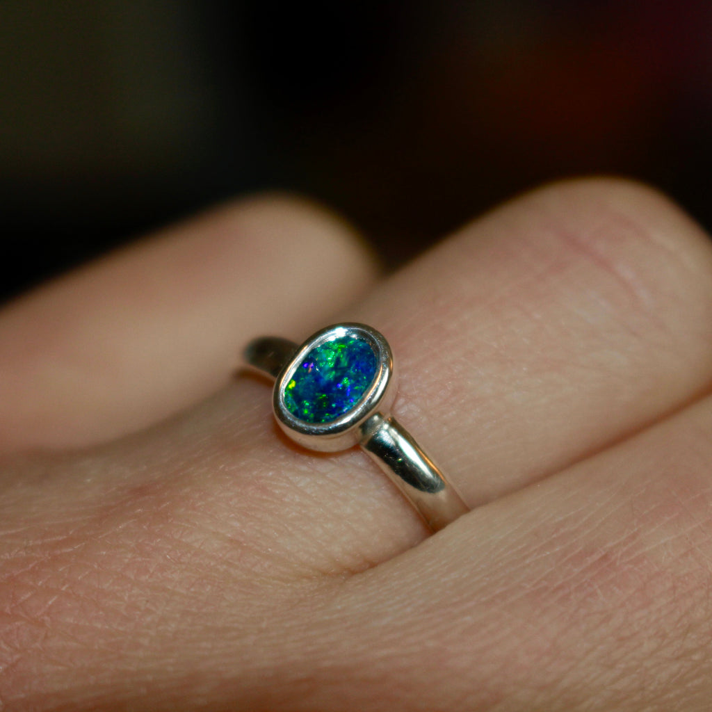 Sterling Silver Australian Opal Ring