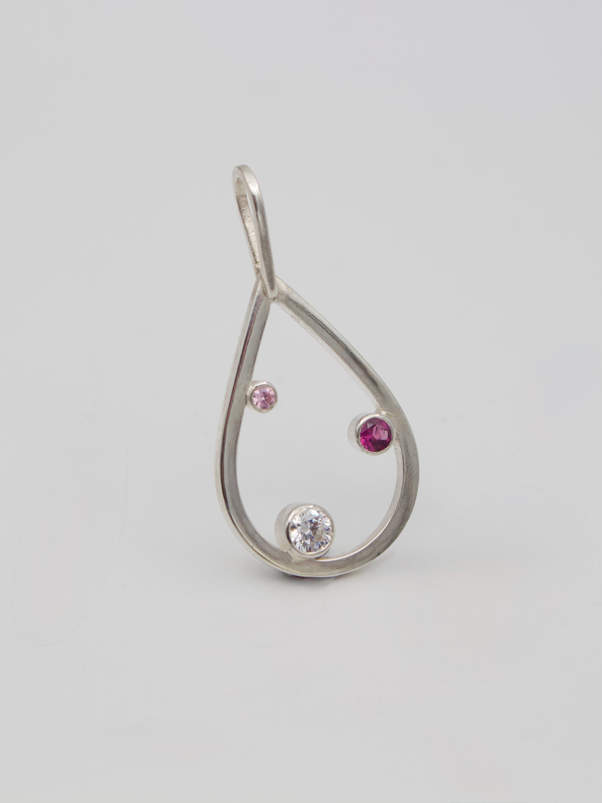 Floating Tri-Color Pear Pendant