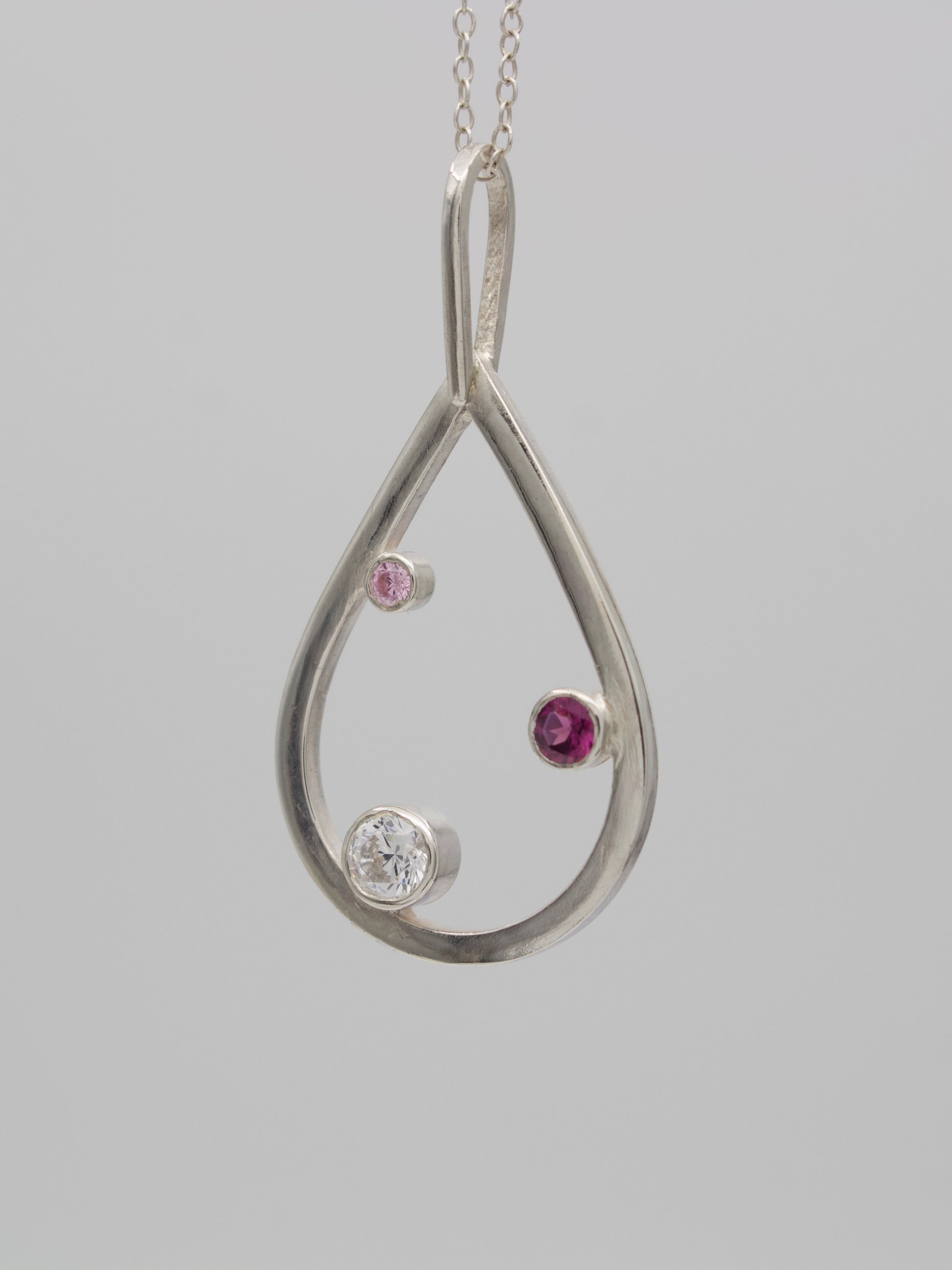 Floating Tri-Color Pear Pendant