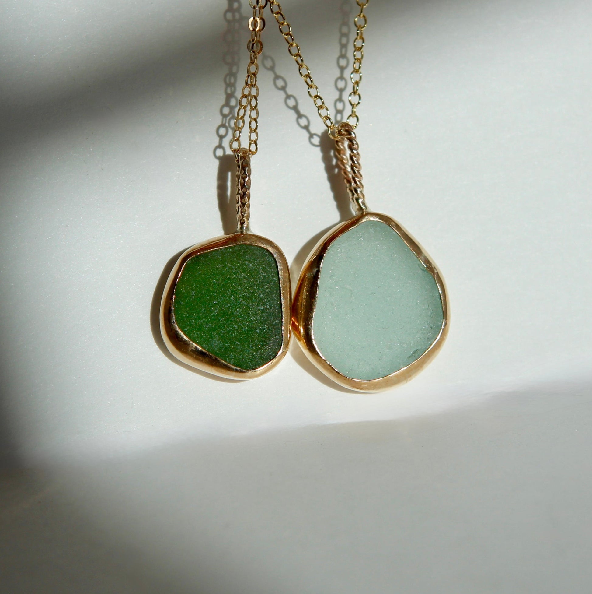 Golden Drift Sea Glass Necklaces