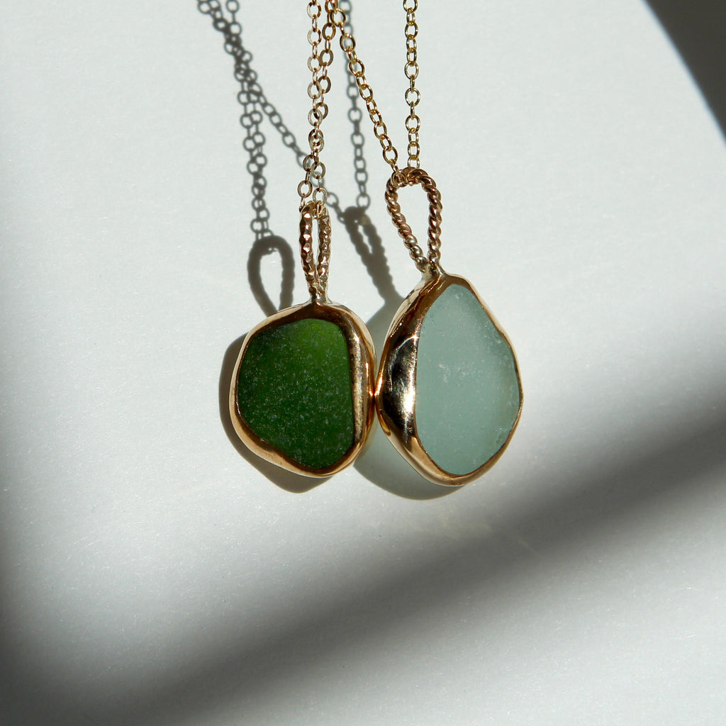 Golden Drift Sea Glass Necklaces