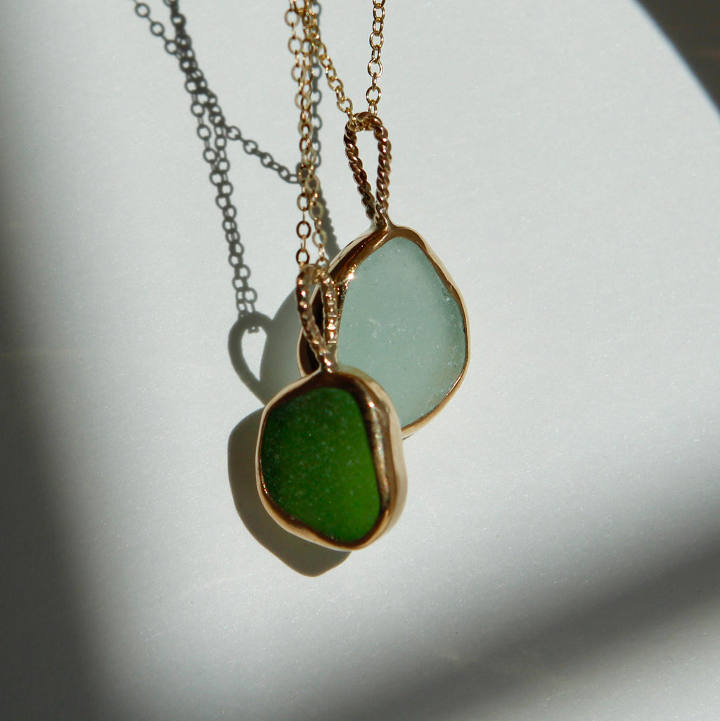 Golden Drift Sea Glass Necklaces