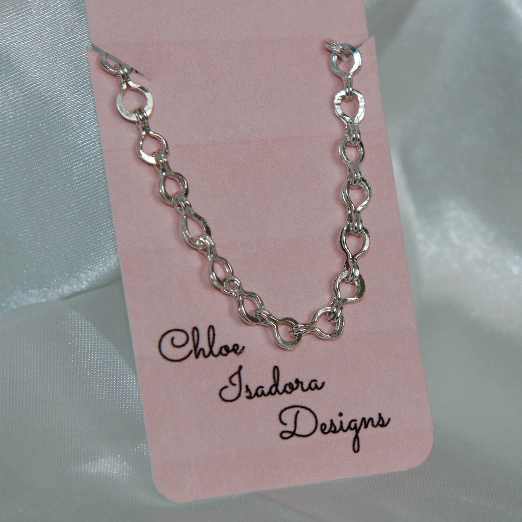 Fine Silver Roman Pinched Loop Chain Bracelet