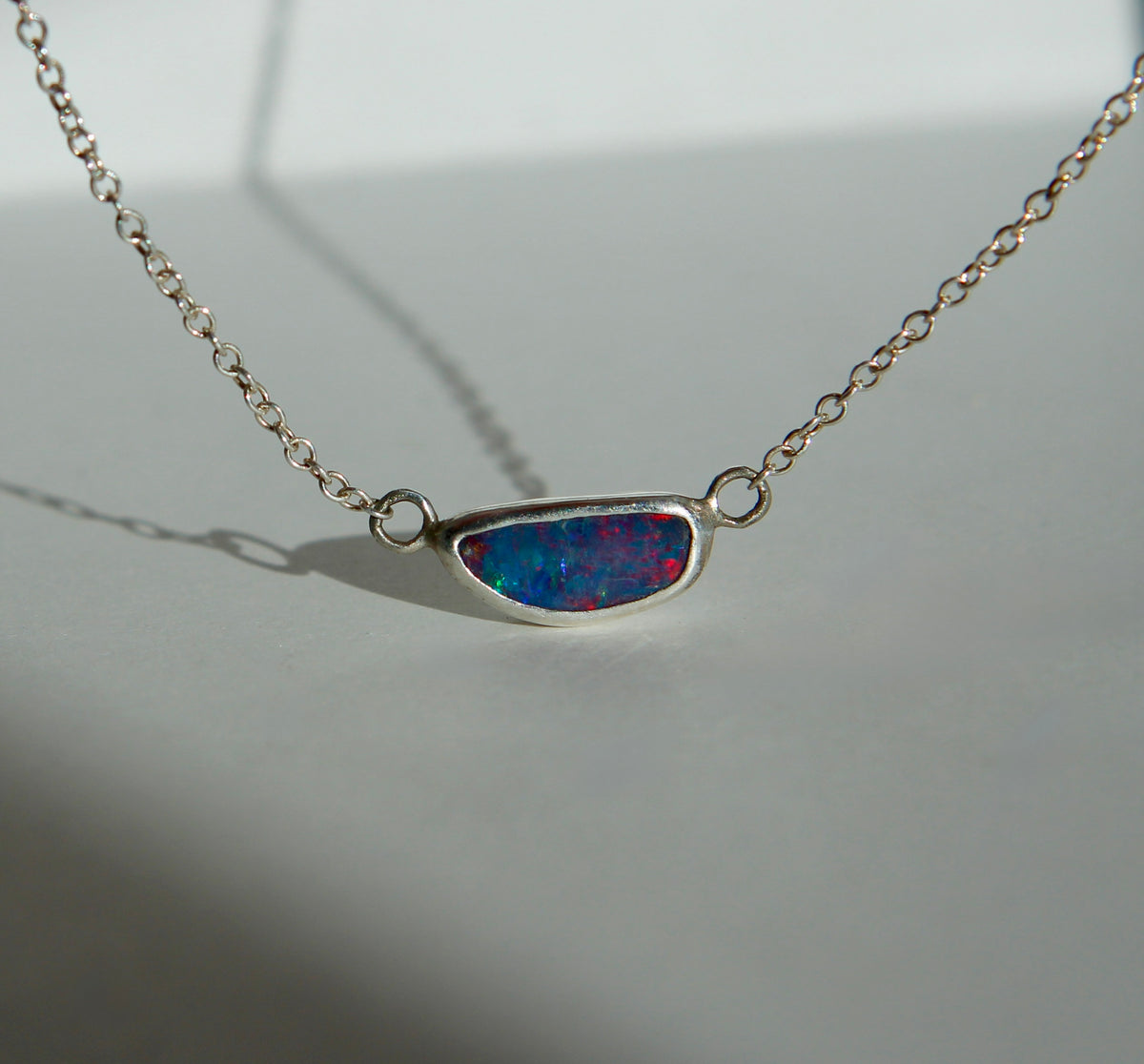 Sterling Silver Australian Opal Necklace