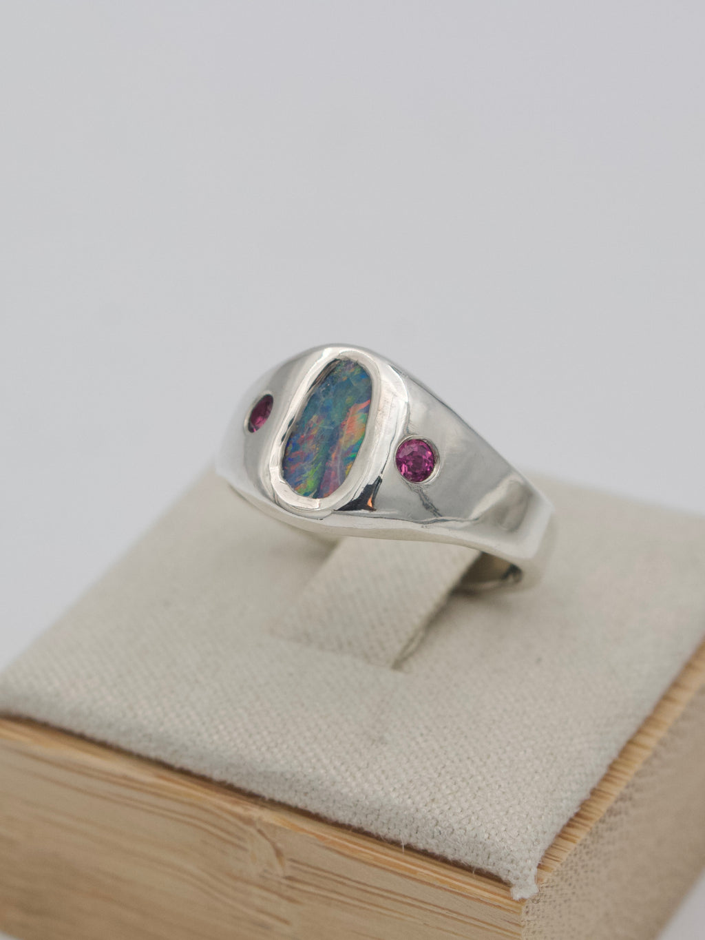 Opal & Rhodolite Signet