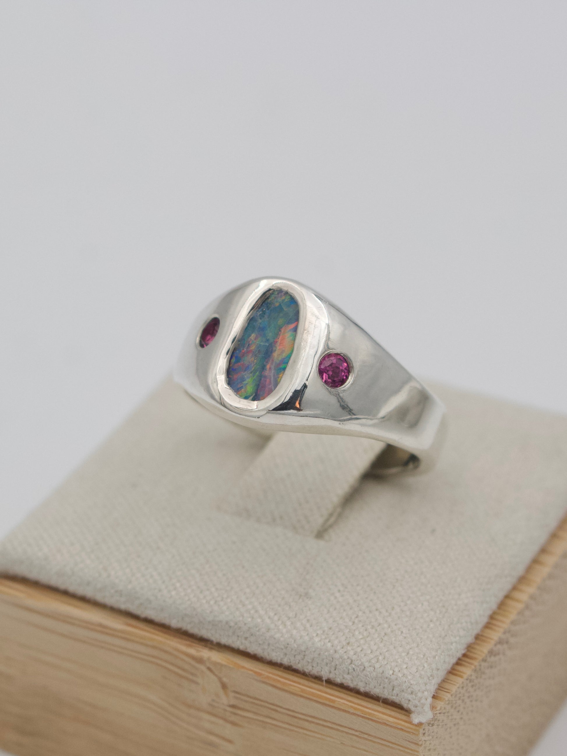 Opal & Rhodolite Signet