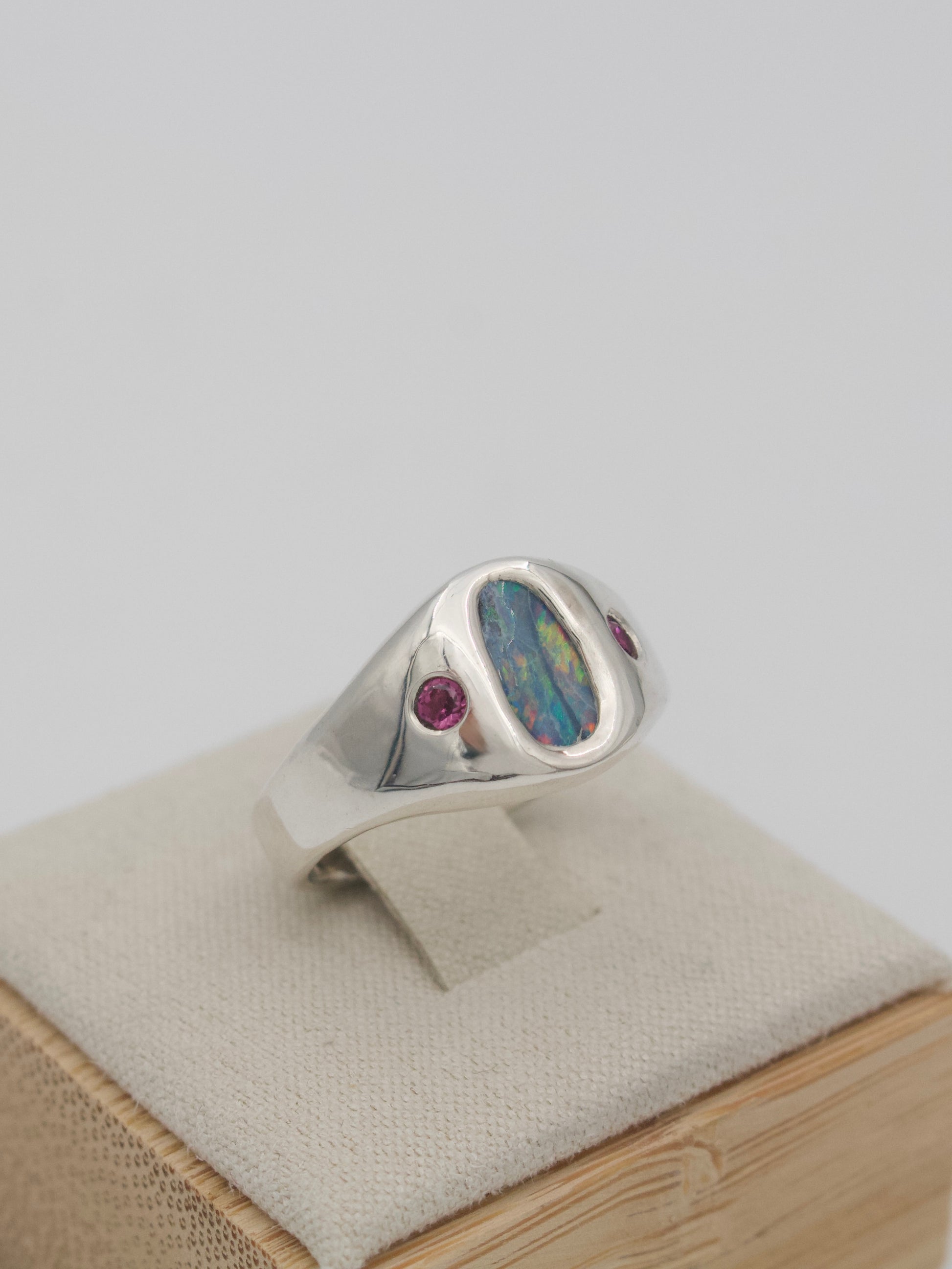 Opal & Rhodolite Signet