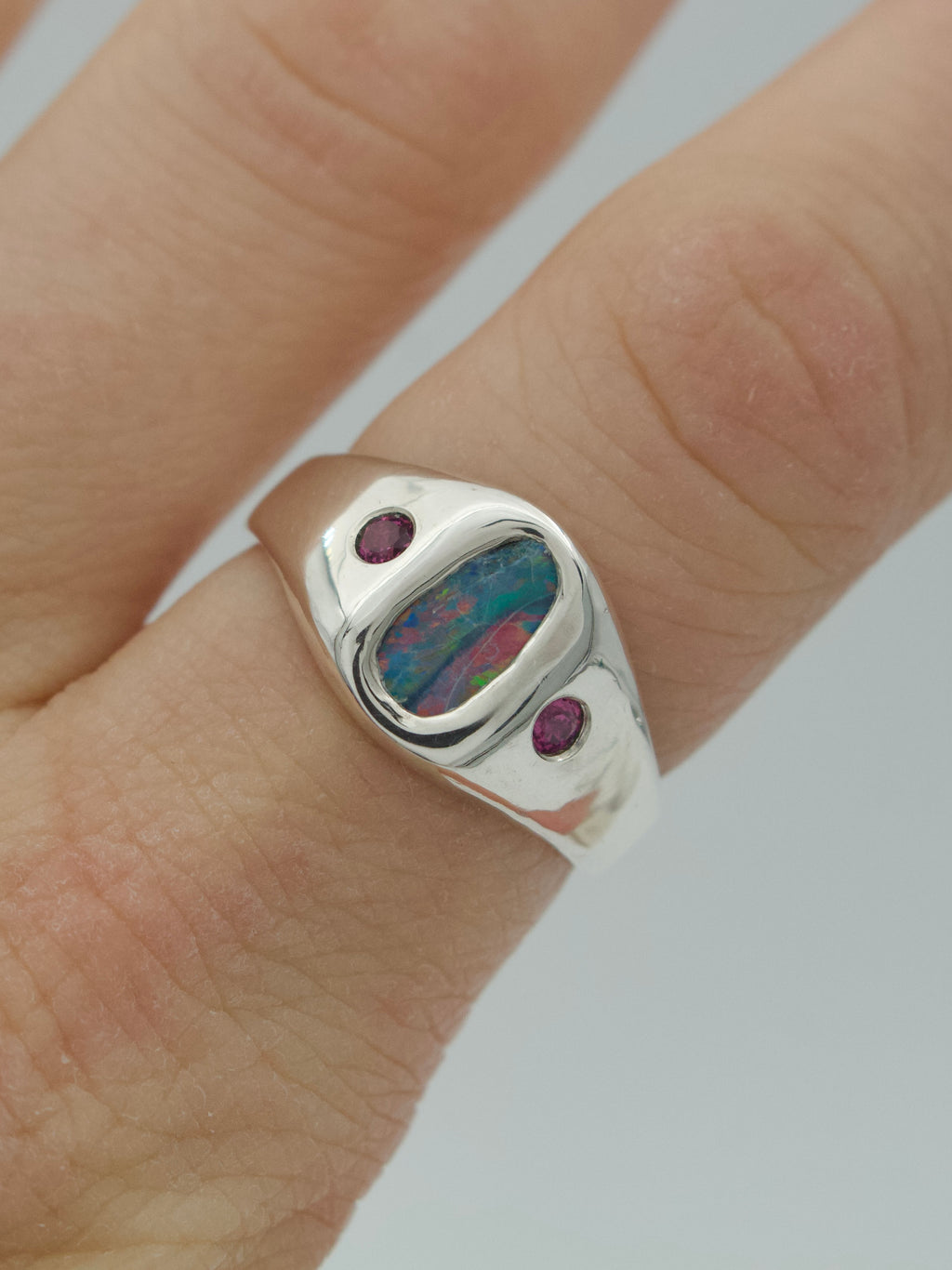 Opal & Rhodolite Signet