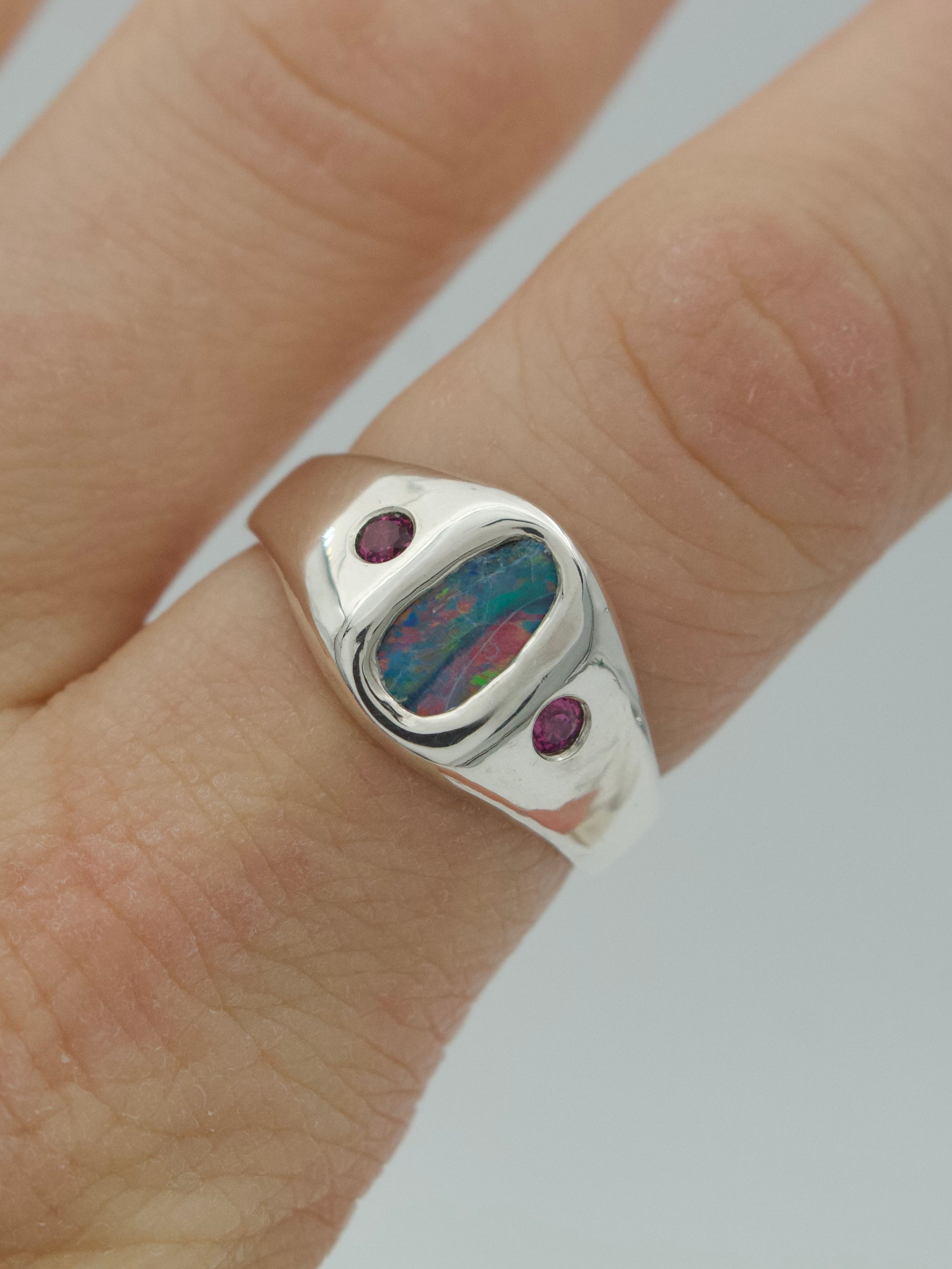 Opal & Rhodolite Signet