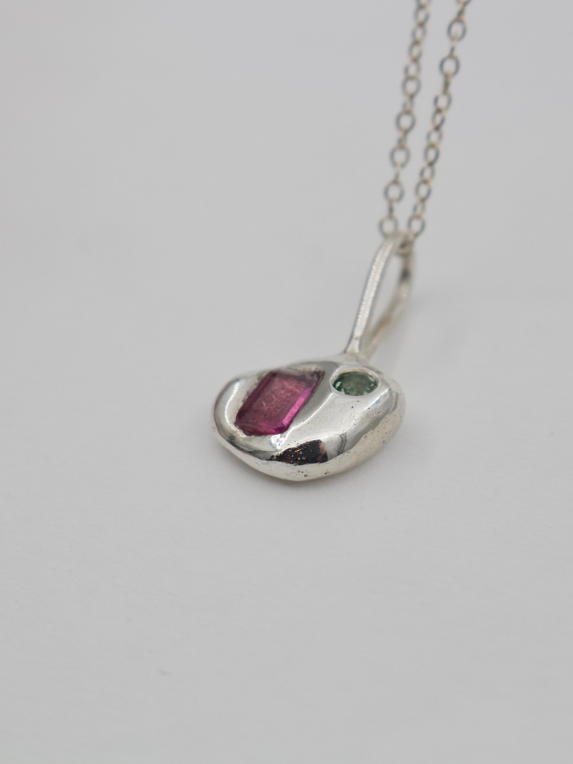 Organic Molten Pink CZ & Tourmaline Pendant