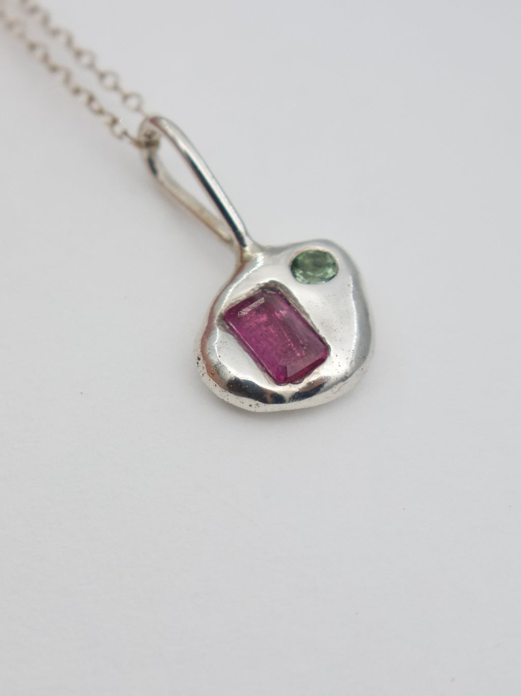 Organic Molten Pink CZ & Tourmaline Pendant