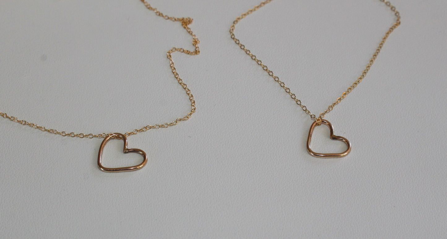 Heart Bracelet and Necklace in 14k Gold Fill and Sterling Silver