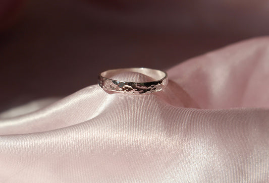 Thick Textured Sterling Silver Ring Band