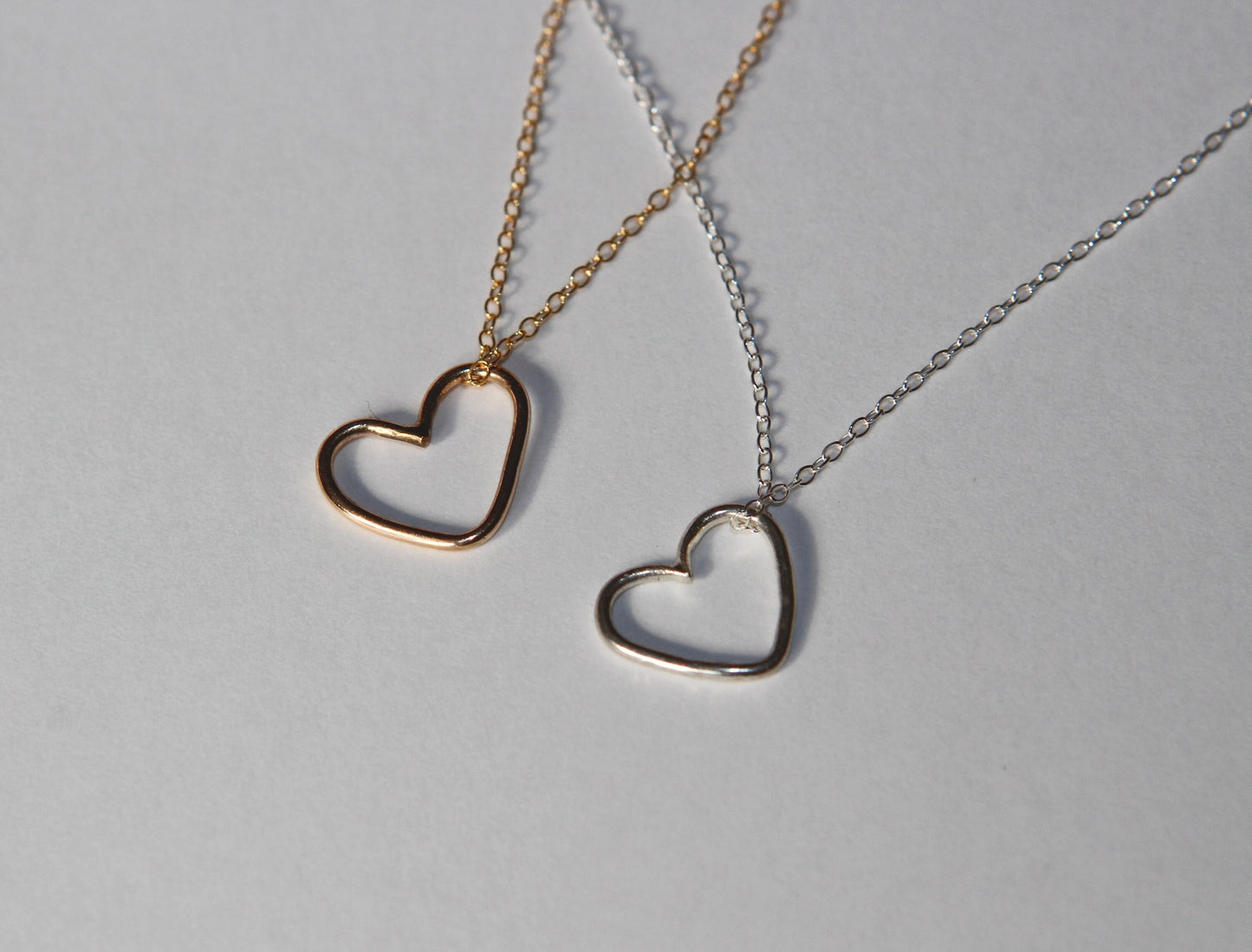 Heart Bracelet and Necklace in 14k Gold Fill and Sterling Silver