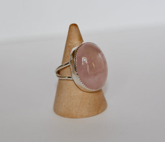 Rose Quartz Ring, Sterling Silver Size 5.5