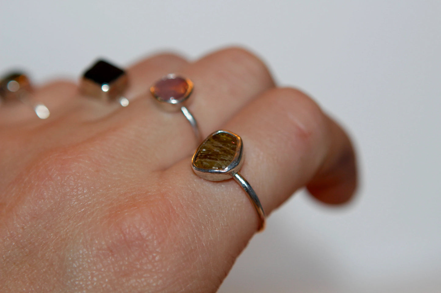 Mixed Tourmaline Stacking Rings - Sterling Silver