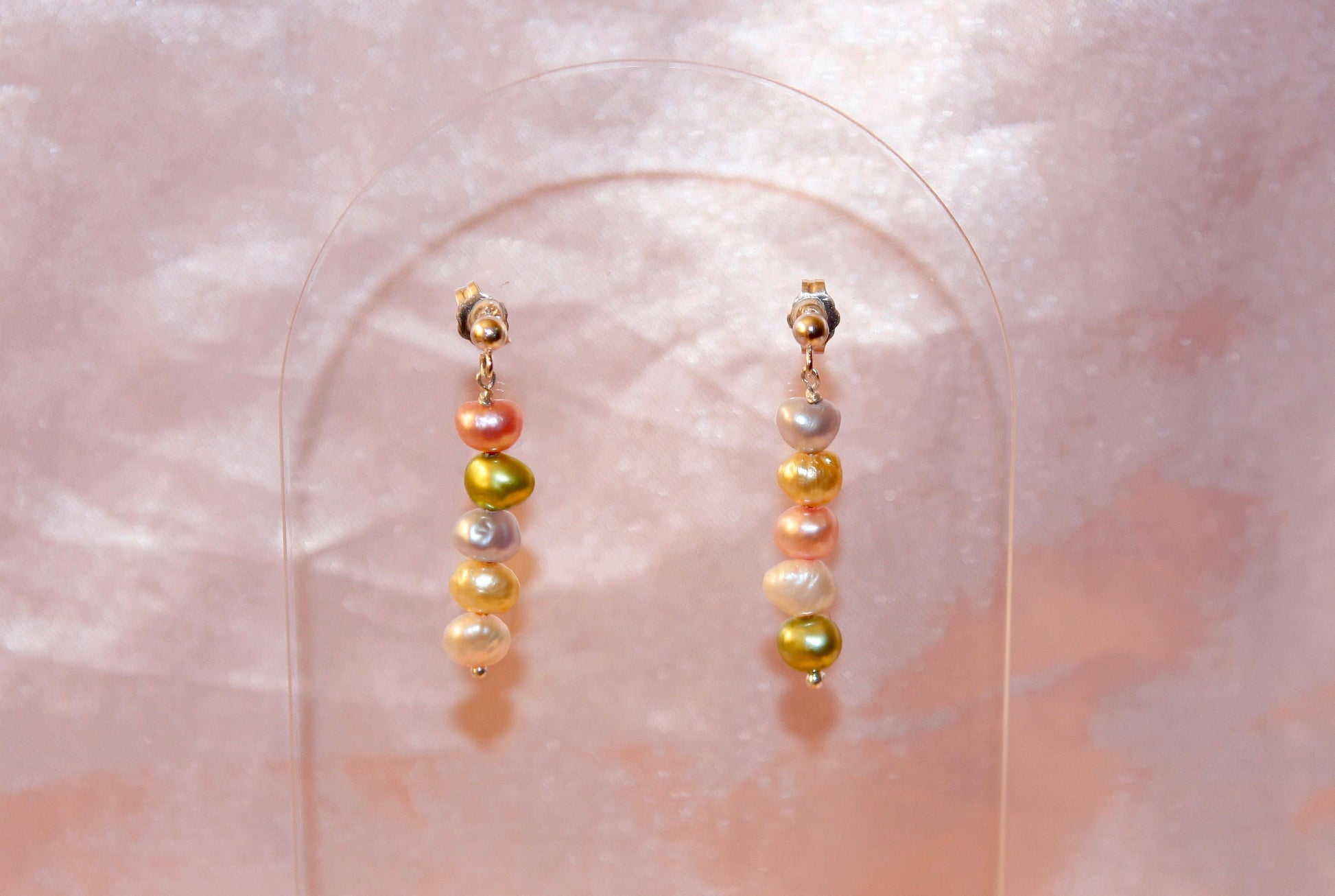 Mismatched Sterling Silver Rainbow Freshwater Pearl Earrings