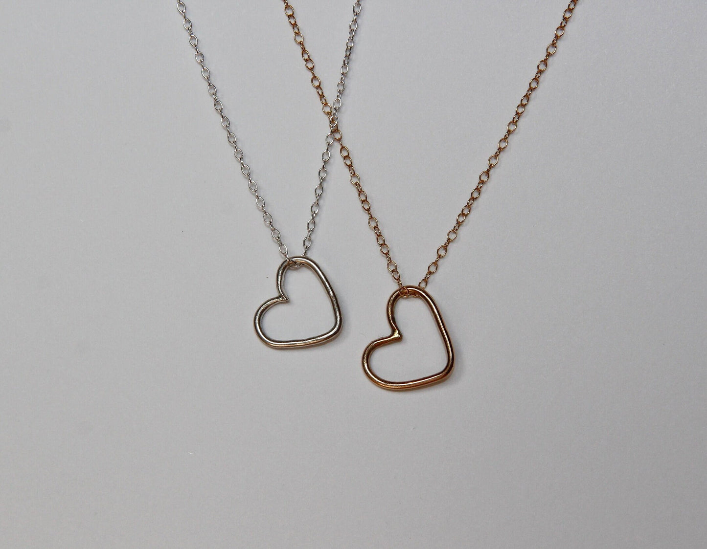 Heart Bracelet and Necklace in 14k Gold Fill and Sterling Silver